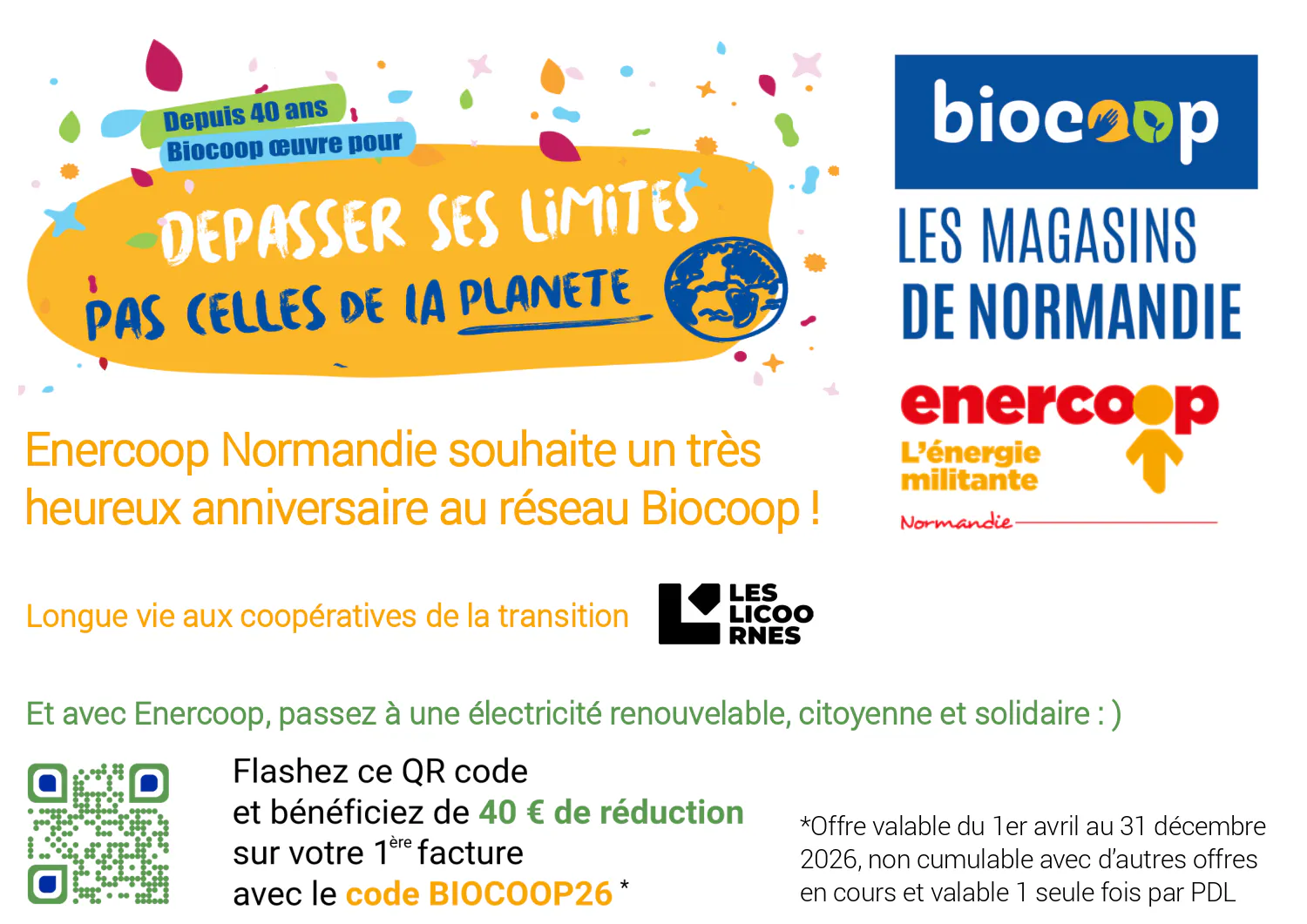 Enercoop Normandie souhaite un joyeux anniversaire au réseau Biocoop