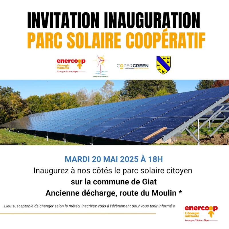 invitation inauguration parc solaire coopératif Giat