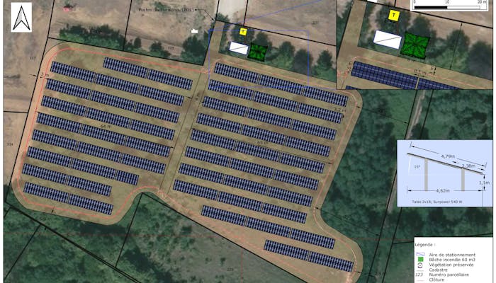 paln de masse projet parc solaire Verniolle
