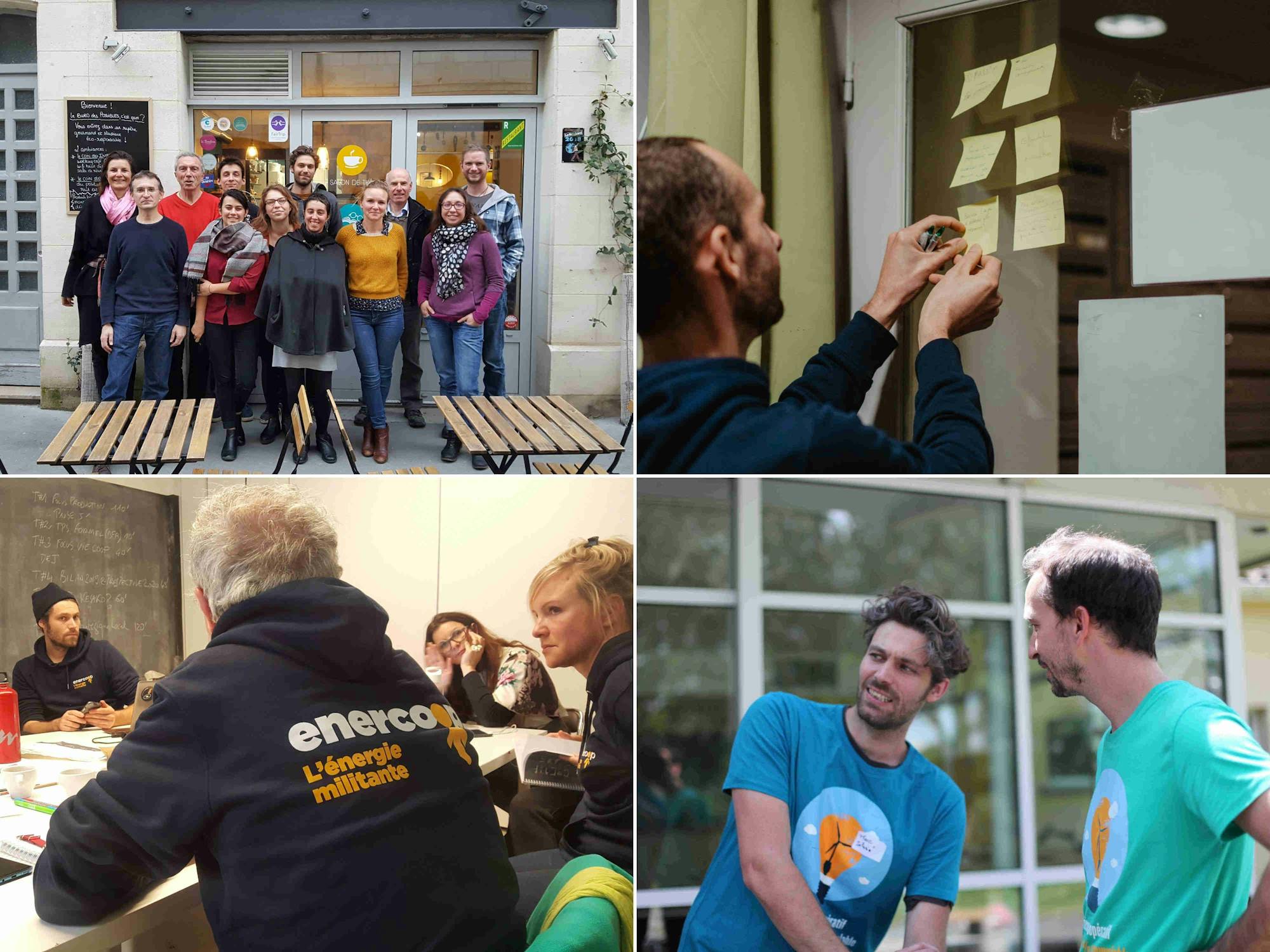 Membres de l'équipe salariée et du Conseil d'Administration en réunions, assemblée générale et séminaire - Enercoop Nouvelle-Aquitaine