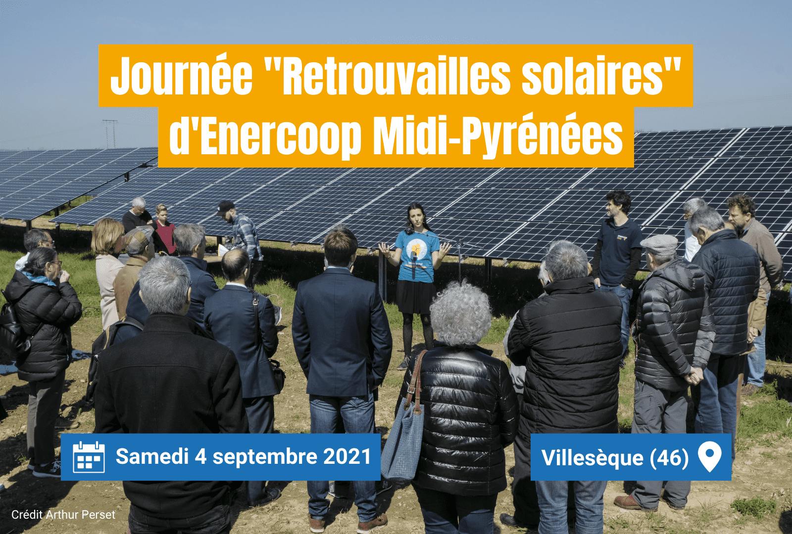 Visuel d'annonce de la journée "Retrouvailles solaires" organisée par Enercoop Midi-Pyrénées le 4 septembre 2021
