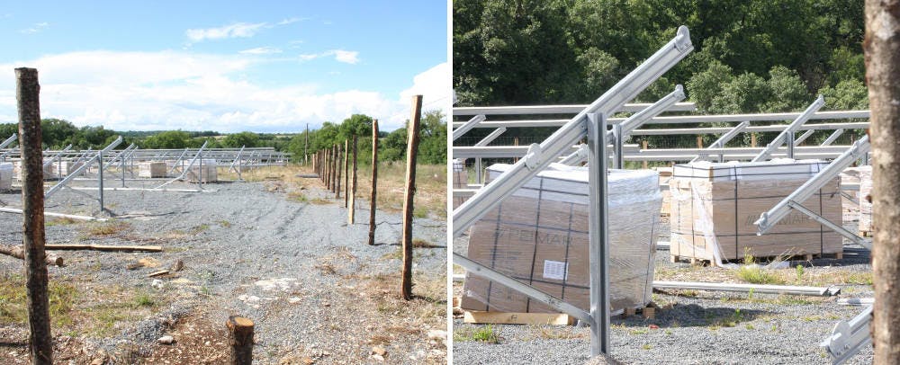 Travaux au parc solaire de Montfaucon (Lot) d'Enercoop Midi-Pyrénées