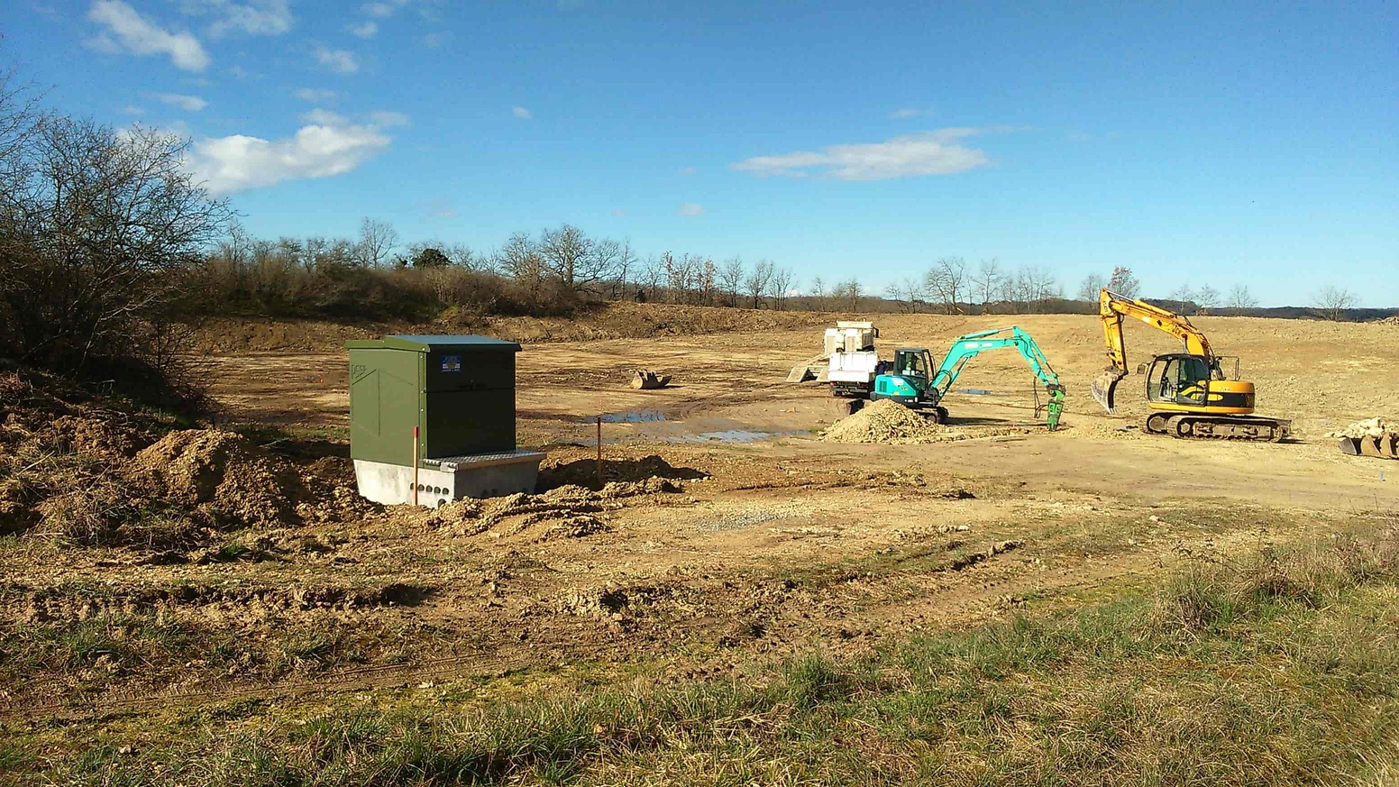Chantier du parc solaire de Montéchut en mars 2018