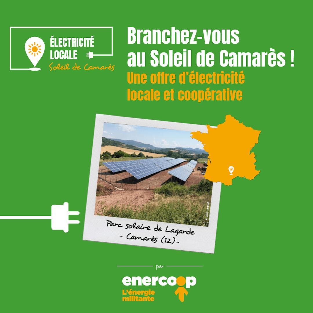 Visuel de présentation de l'offre de fourniture d'électricité au parc solaire de Camarès