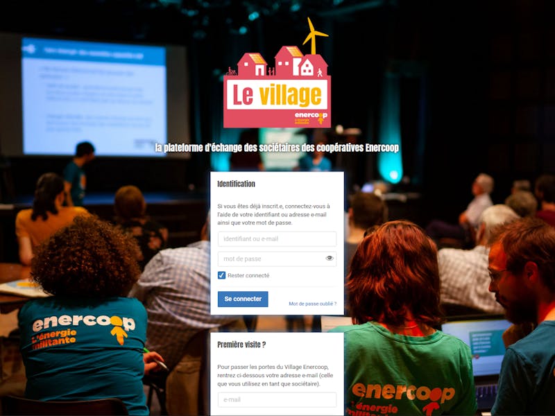 page d'accueil de la plateforme le village