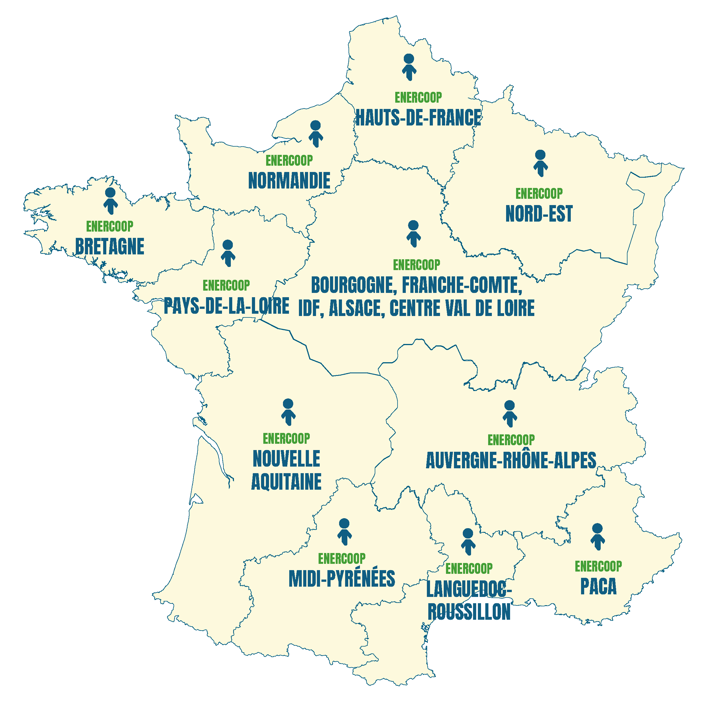 Carte - France - coopératives - réseau