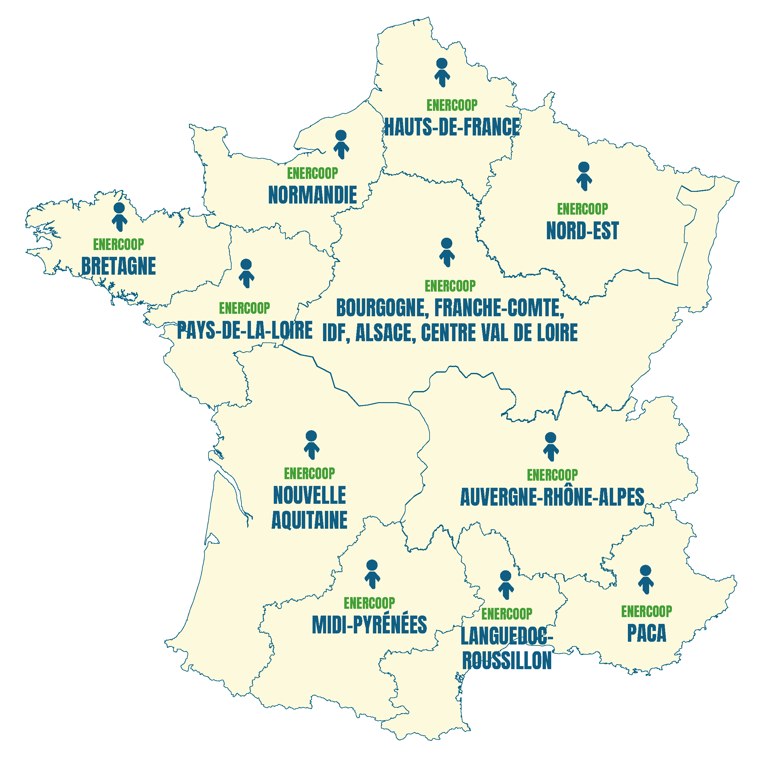Enercoop - carte - France - région - coopératives