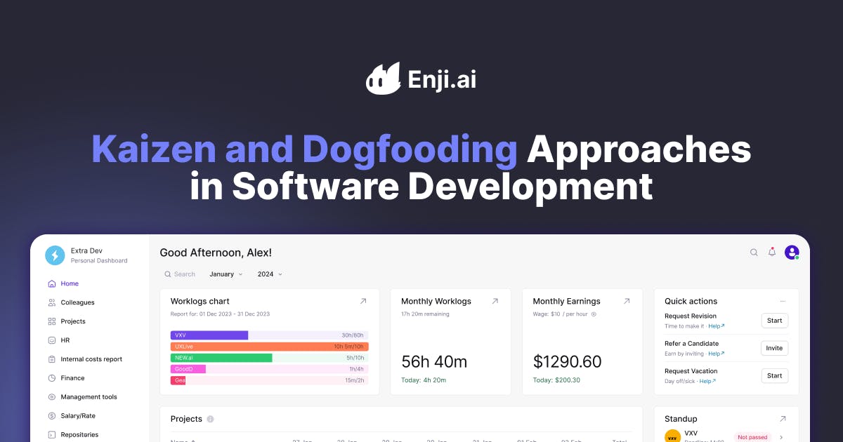 Connecting Kaizen and Dogfooding Approaches in Software Development