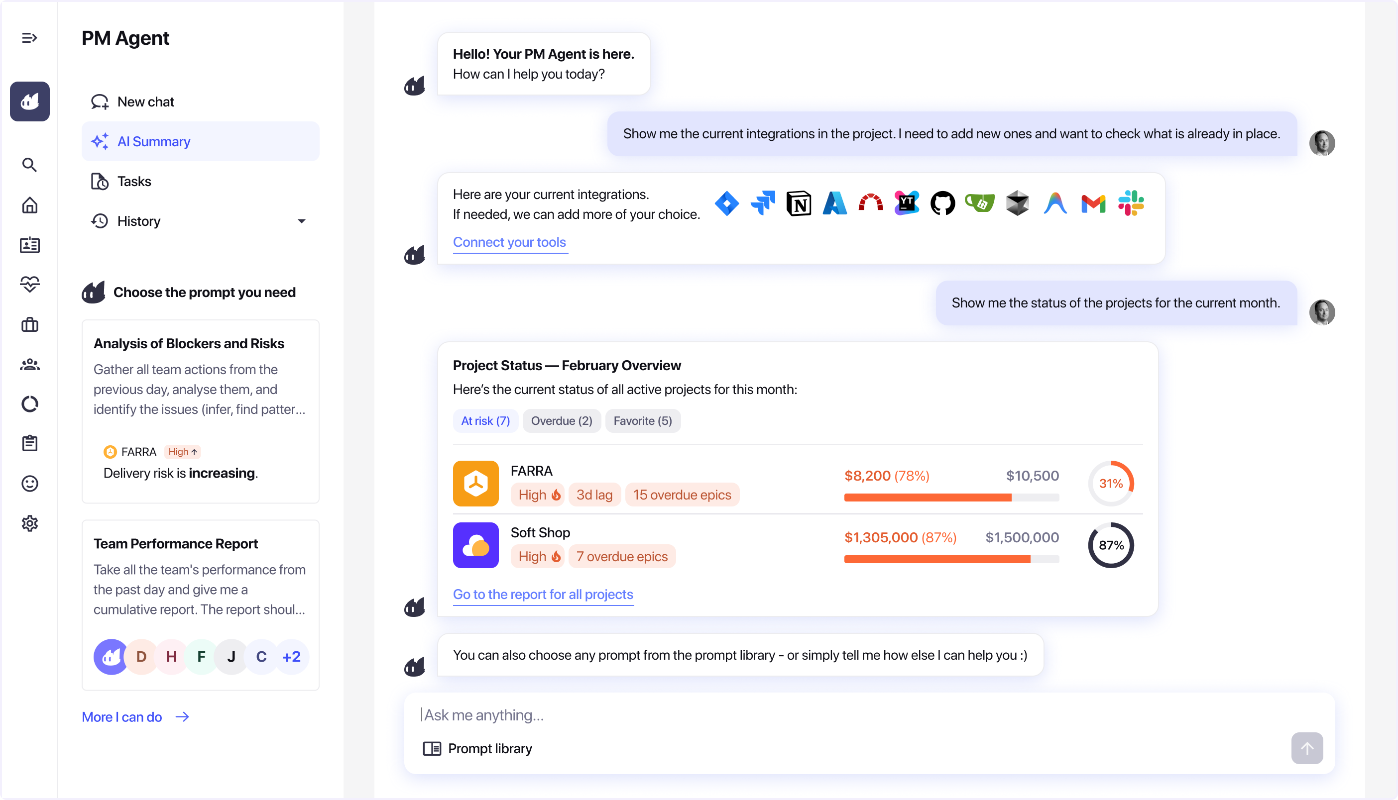 PM Agent startscreen