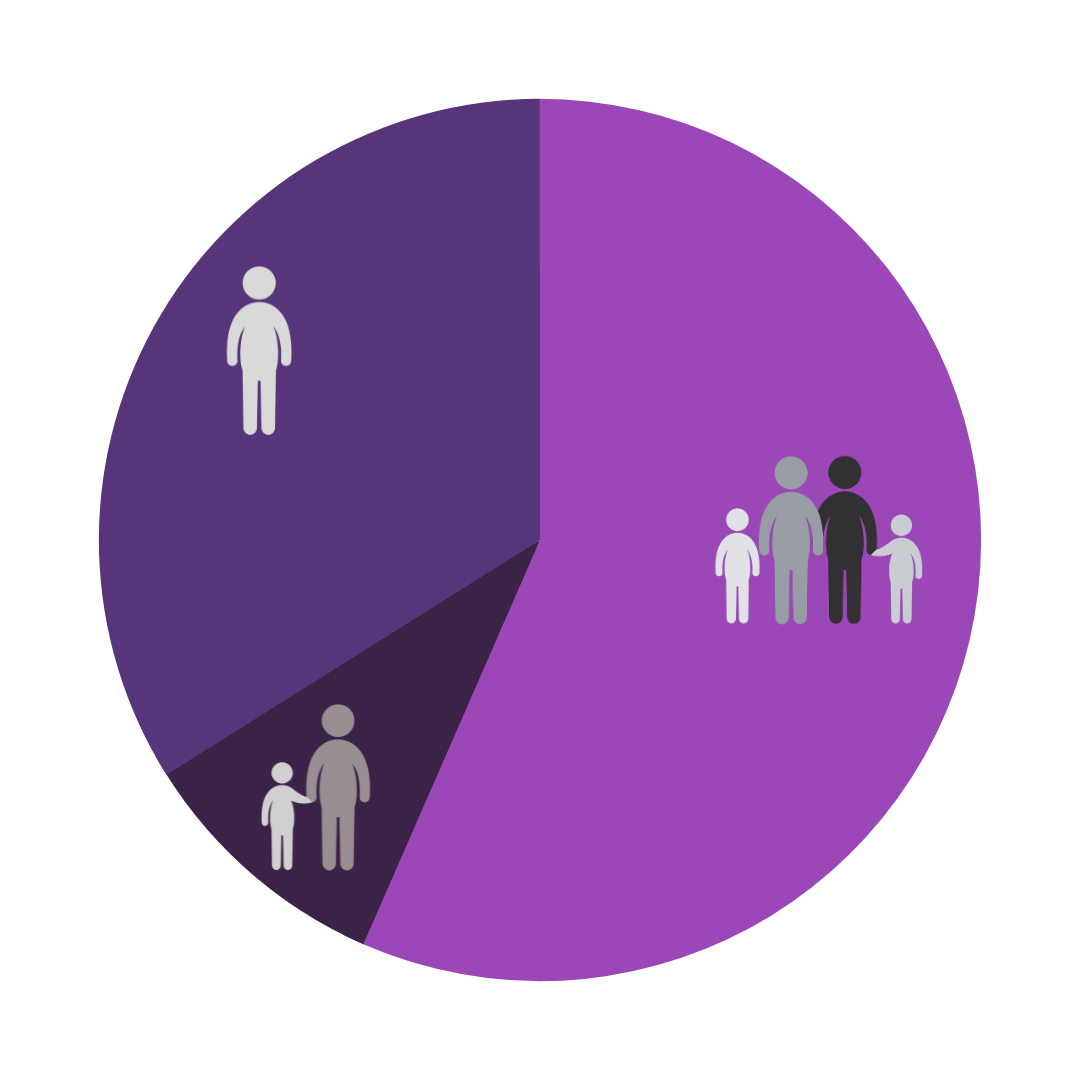 Pie chart of family types used in the living wage calculation.