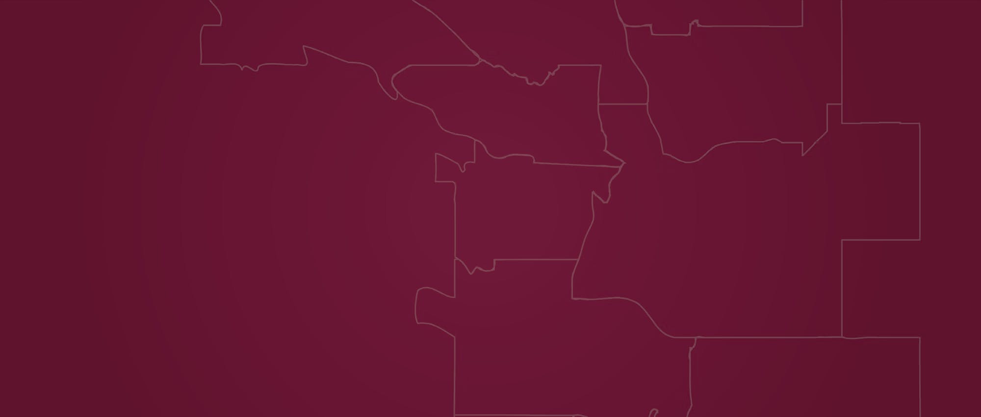 light grey outline of Calgary ward map on a burgundy background