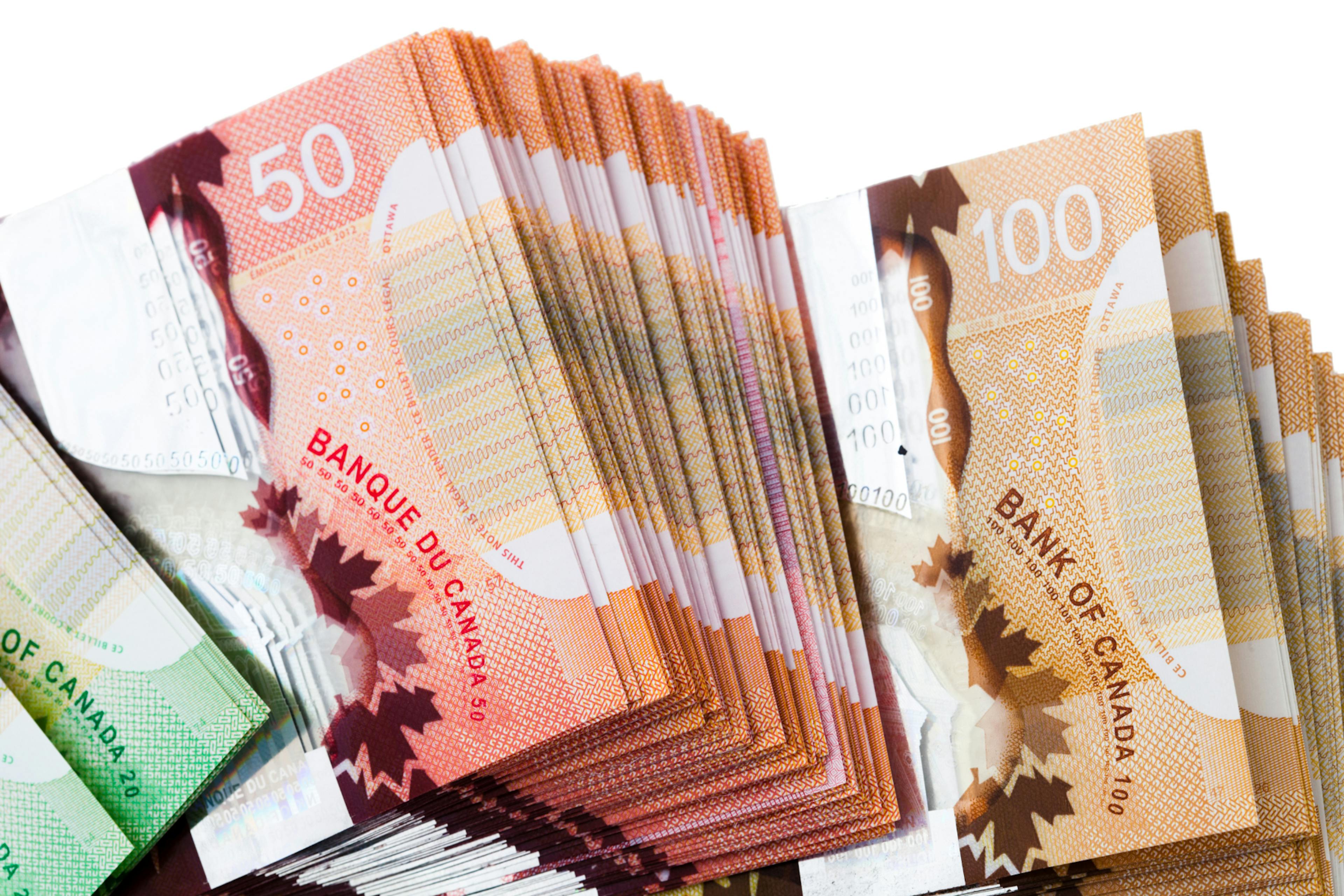 Stacks of Canadian money
