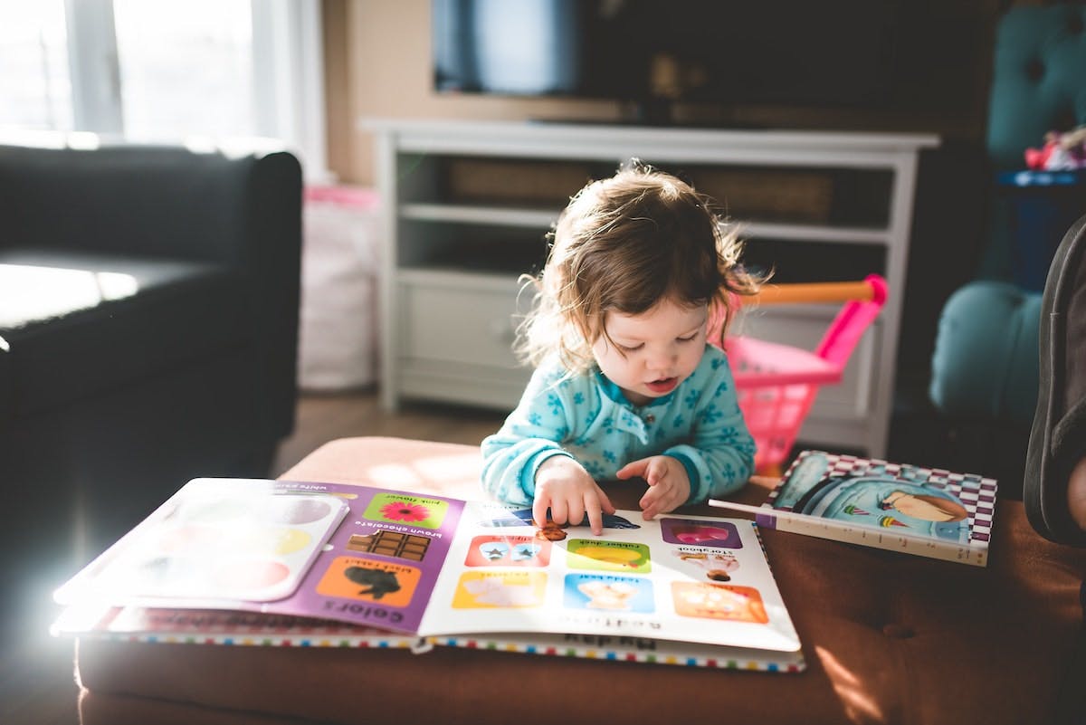 Child reading a book
