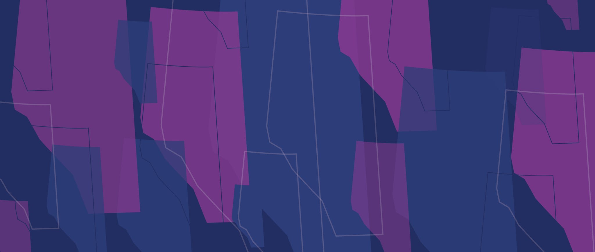 Banner of navy, purple and white maps of Alberta