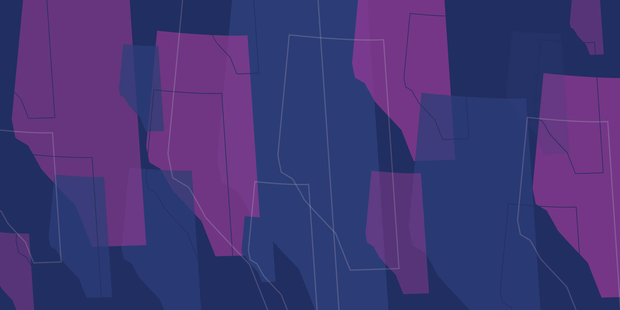 Banner of navy, purple and white maps of Alberta