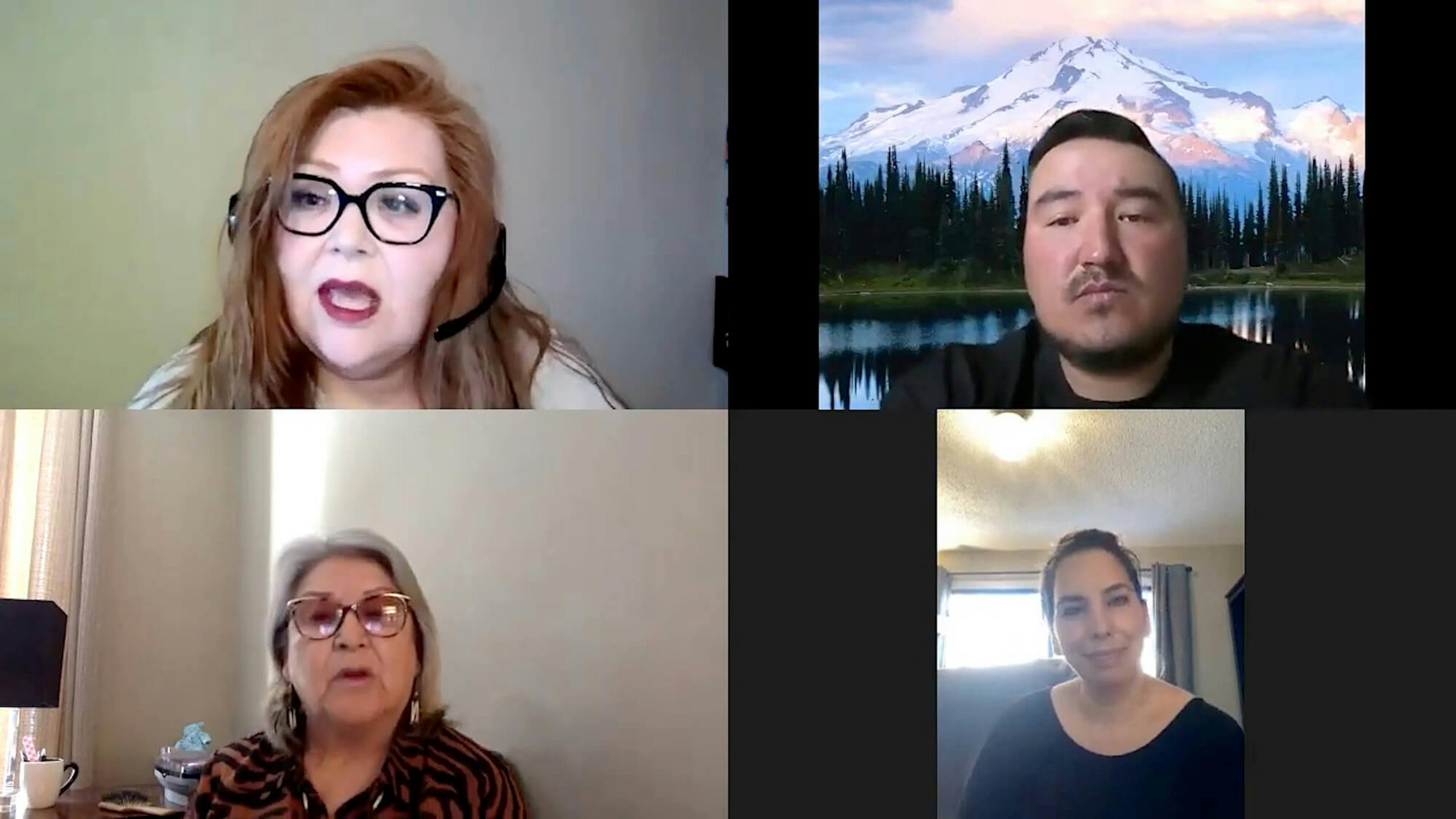 Four people on a Zoom call