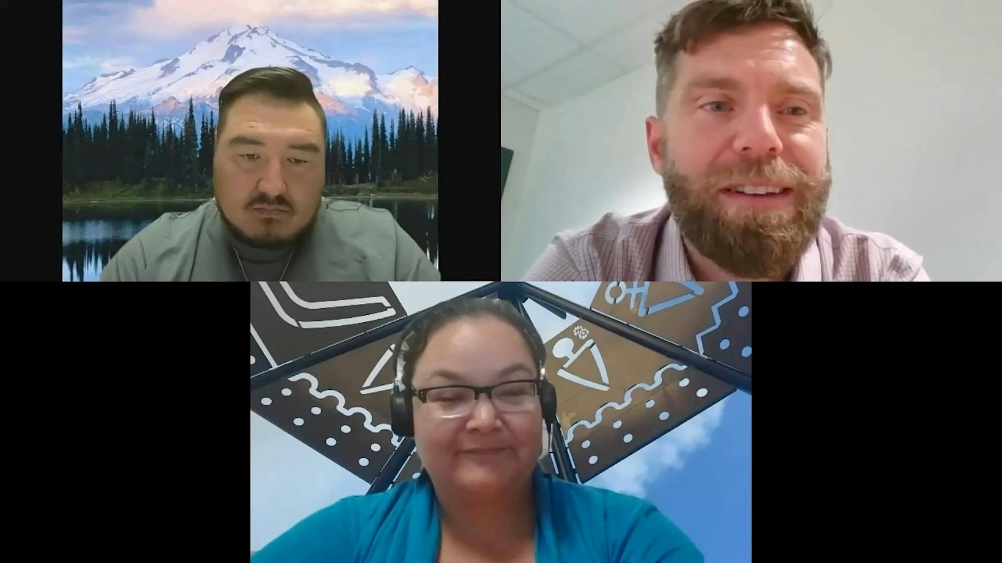 Three people on a Zoom call