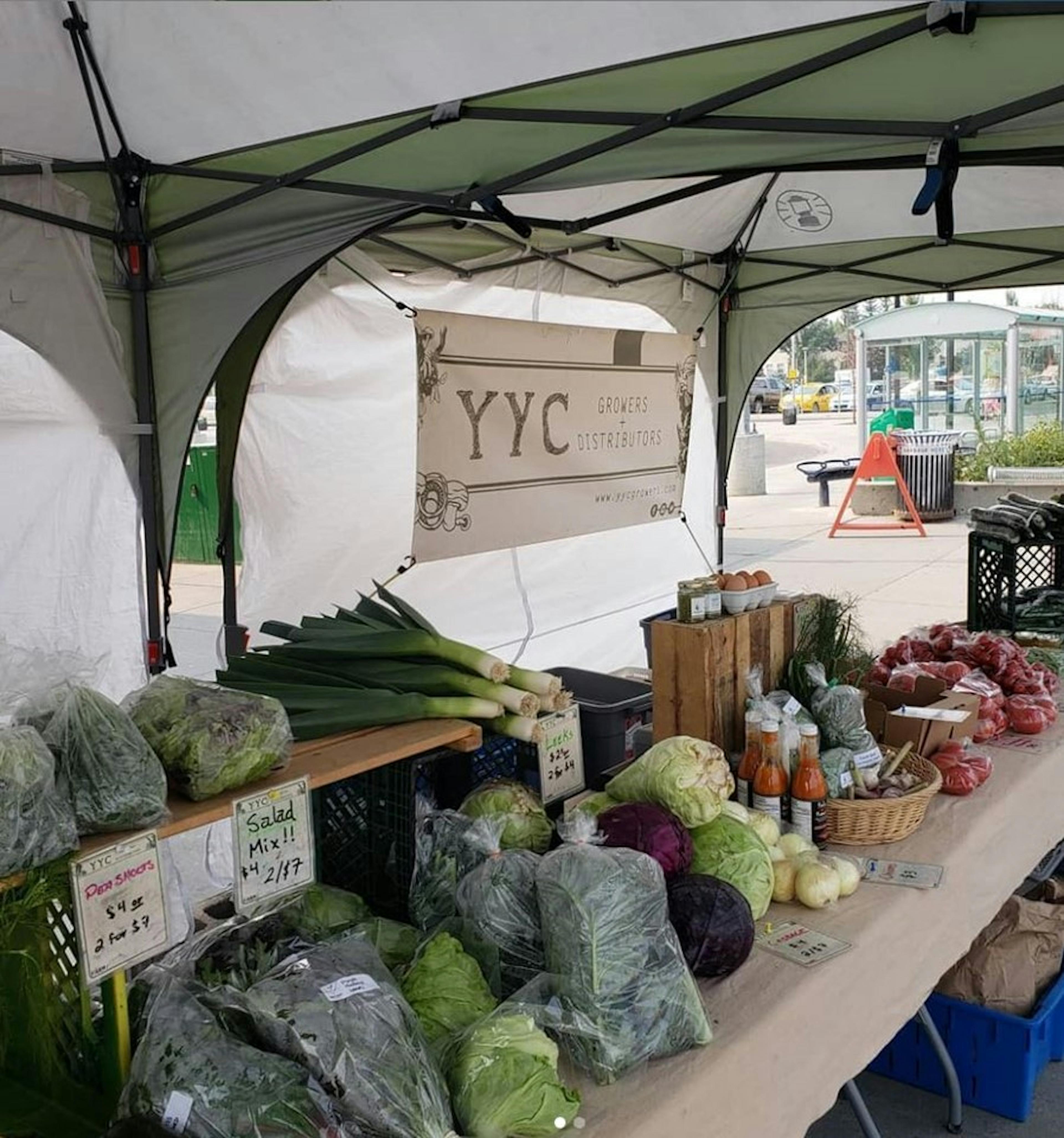 Produce being sold in a tent