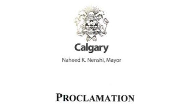 Proclamation by Naheed K. Nenshi, Mayor