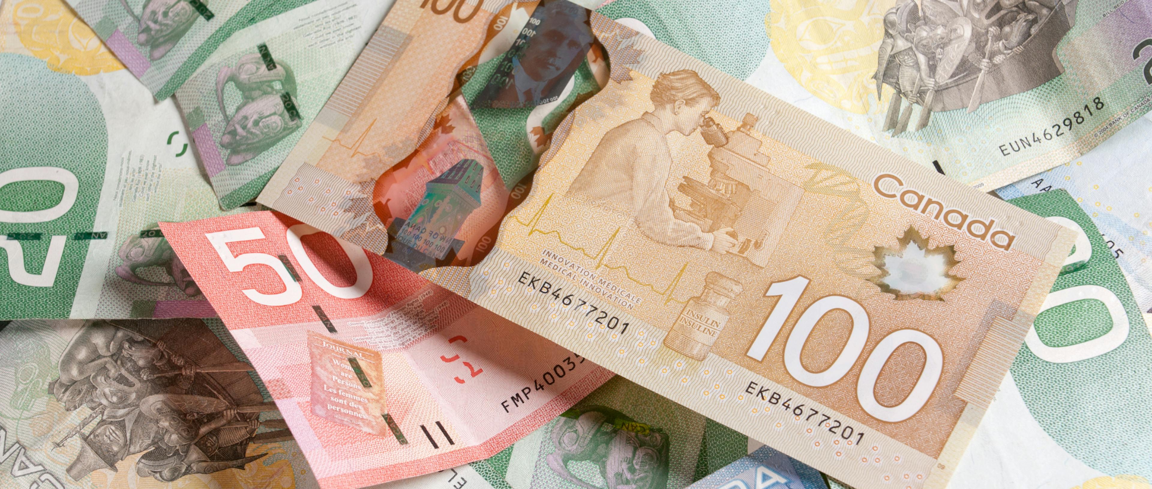 Canadian money strewn about