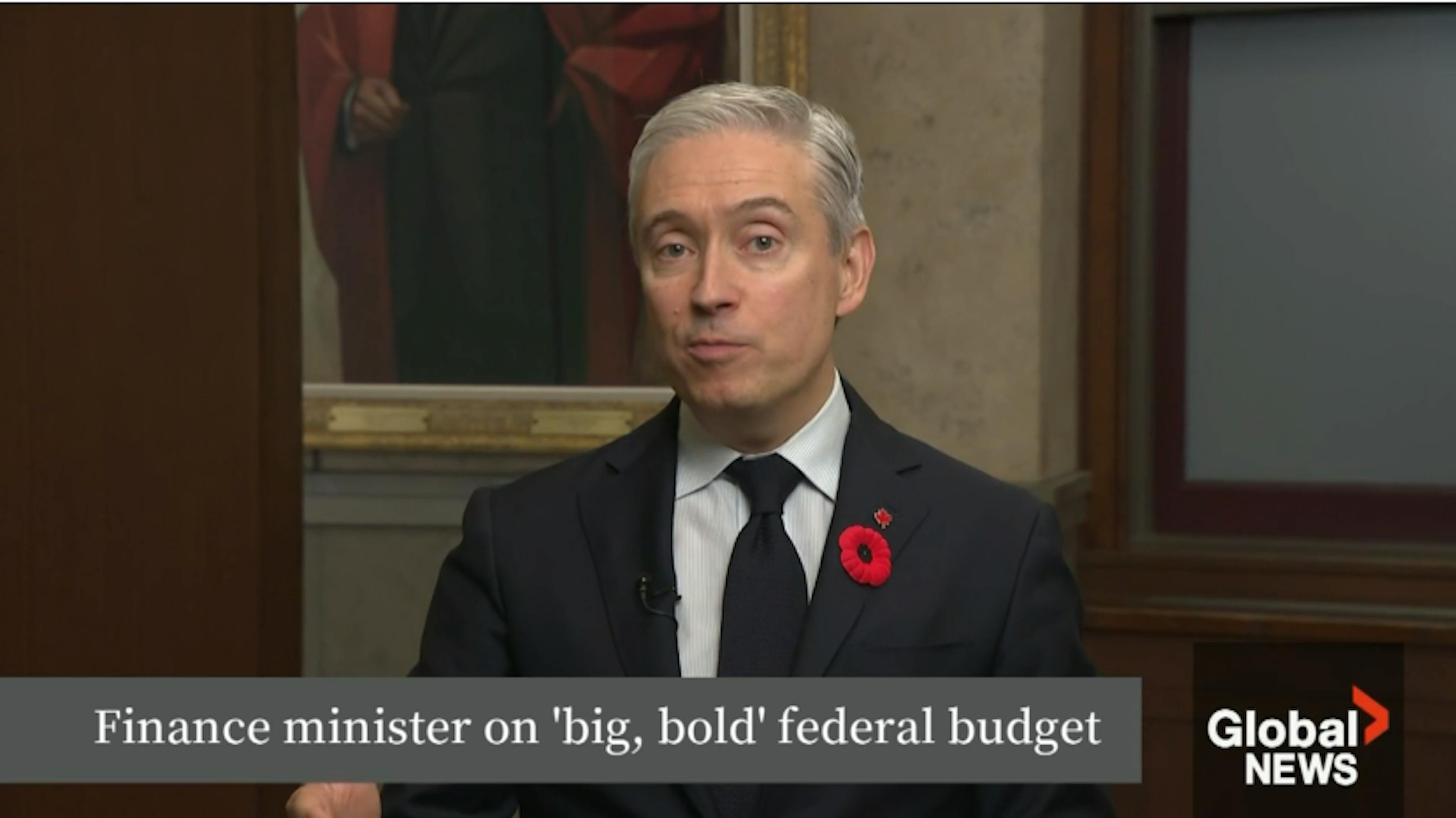 Screenshot of federal finance minister, François-Philippe Champagne