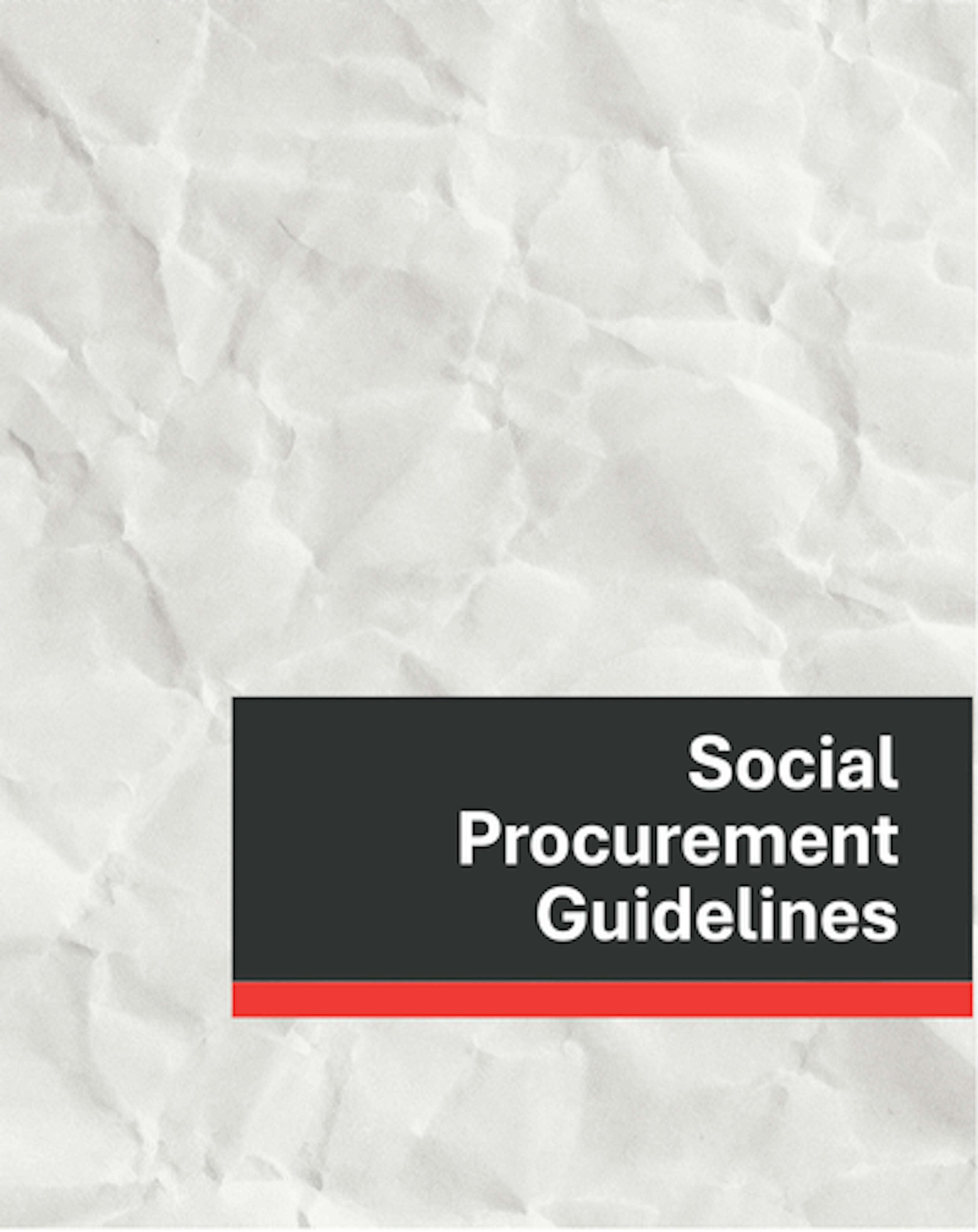 Gray background with white text "Social Procurement Guidelines" and a red underline