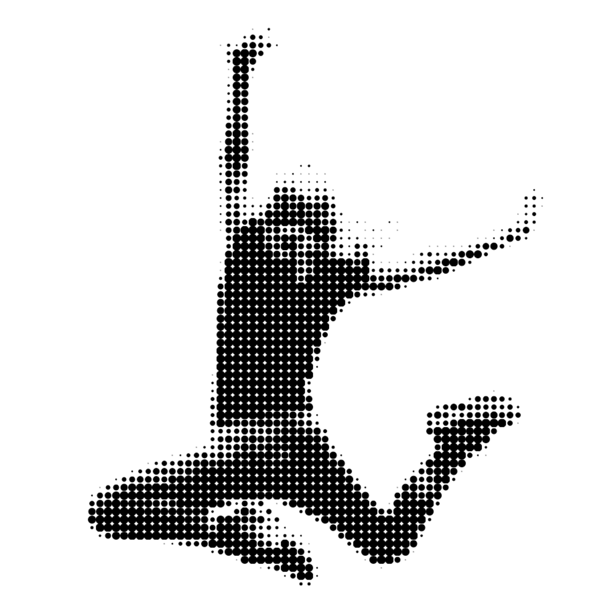 Woman jumping with a halftone filter