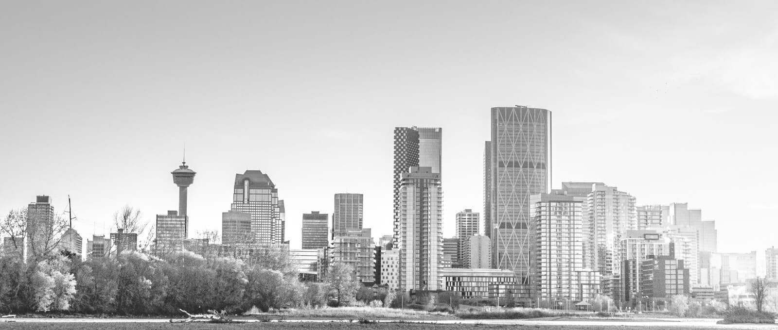 Calgary City Skyline in greyscale