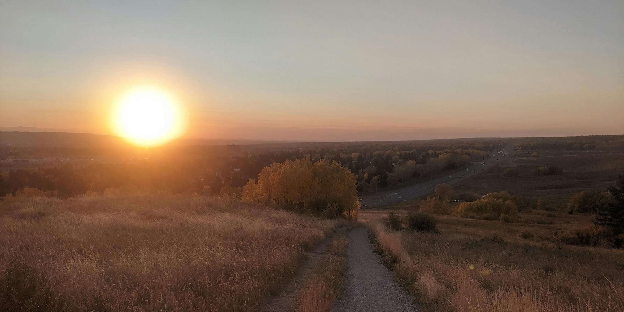 Gravel path during sunset