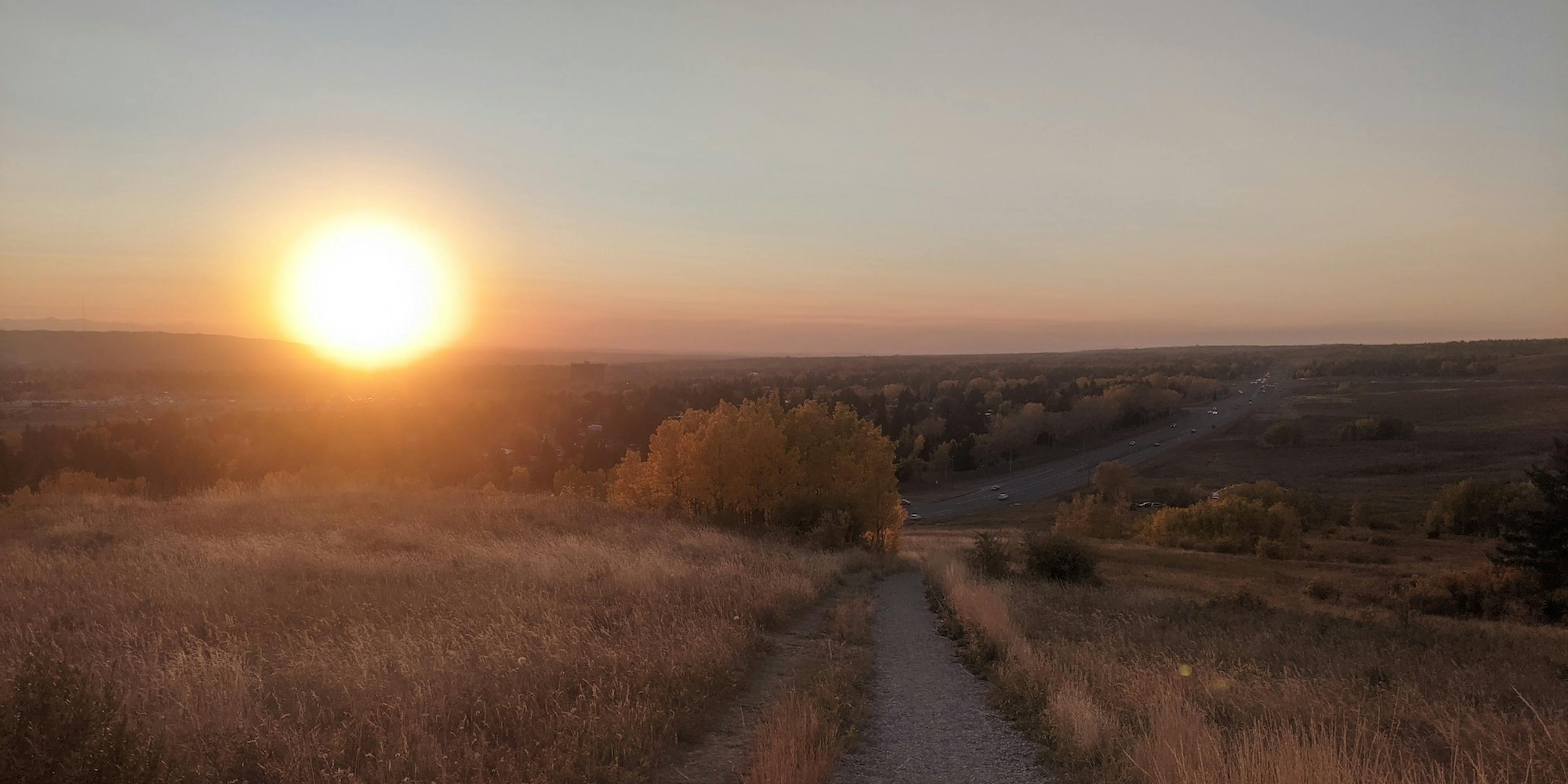 Gravel path during sunset