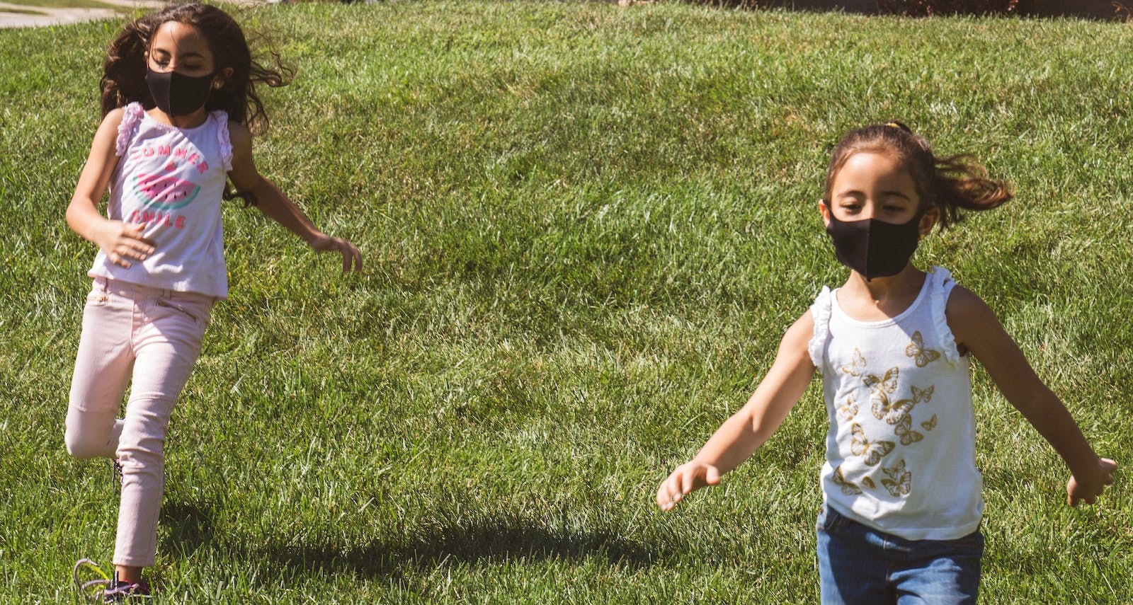 Children with masks running