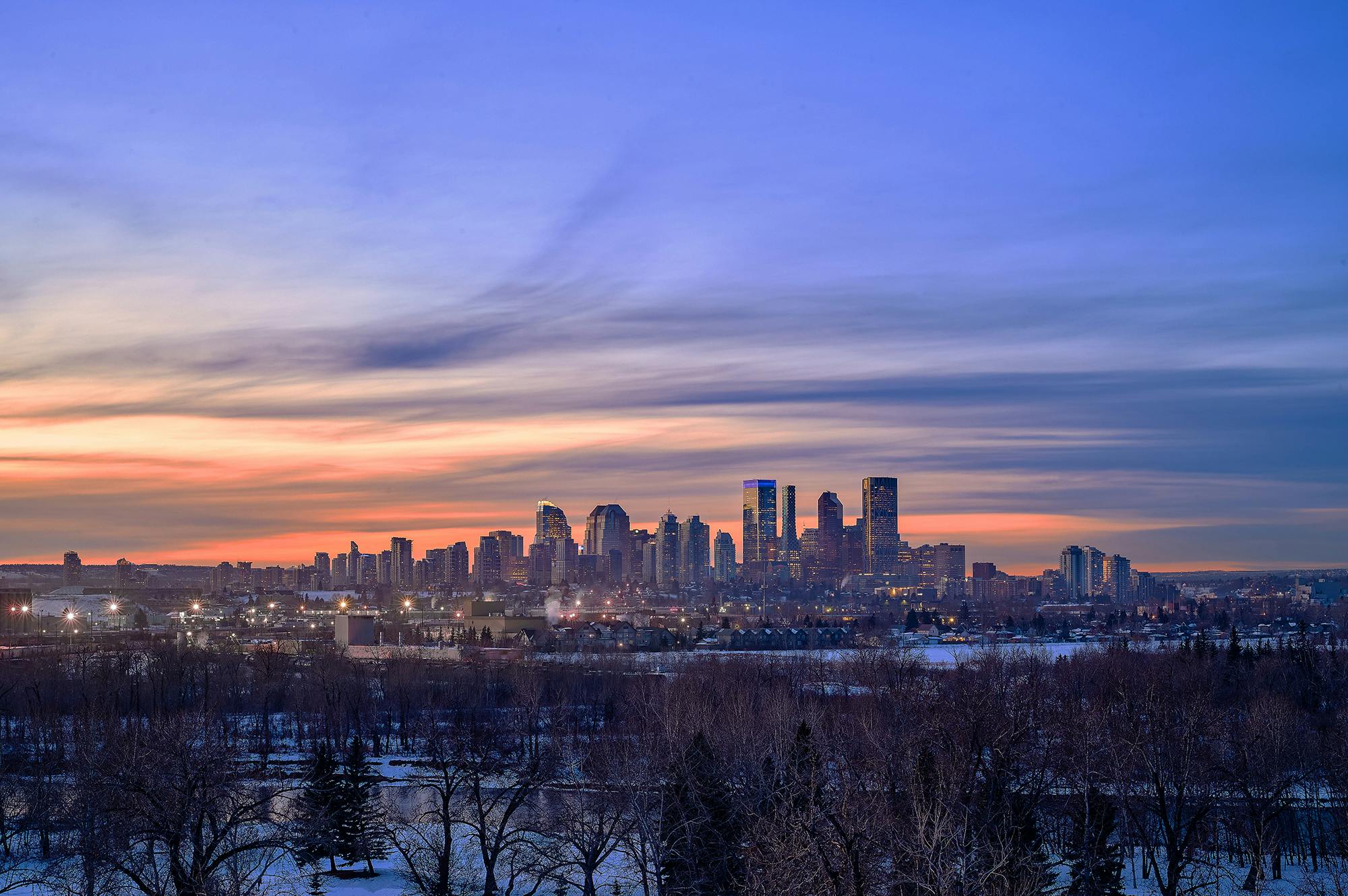 Downtown Calgary during sunset