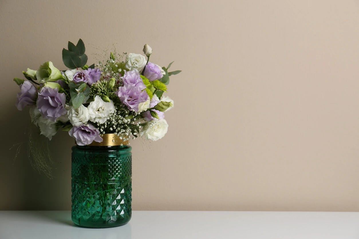 Lisianthus bouquet in a vase