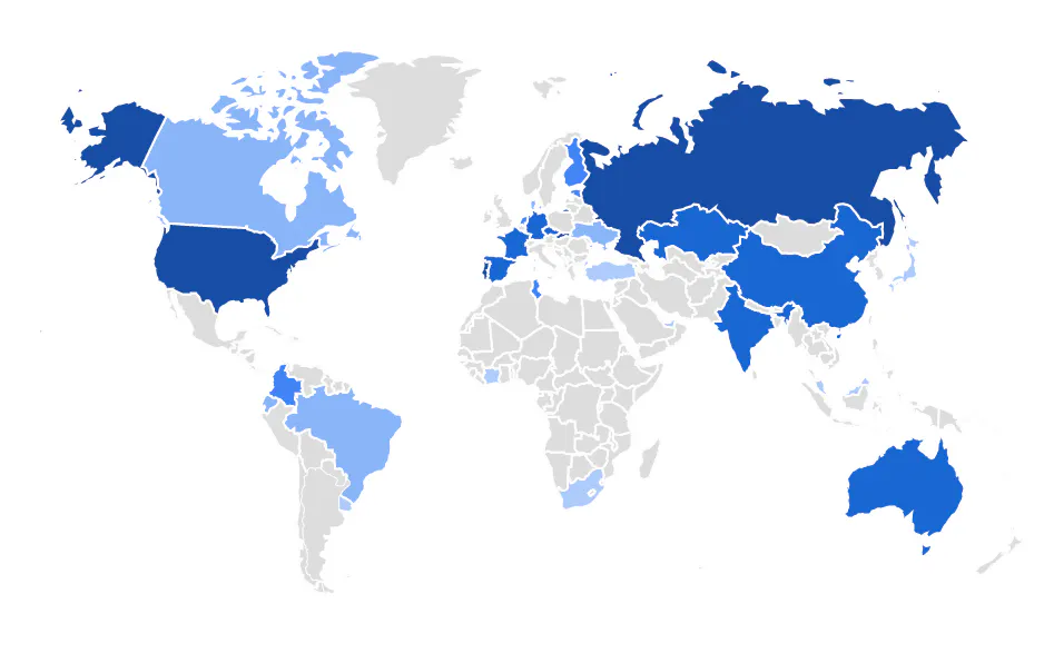 After only one month of operation, the ENTER website has raised interest from a significative part of the world.