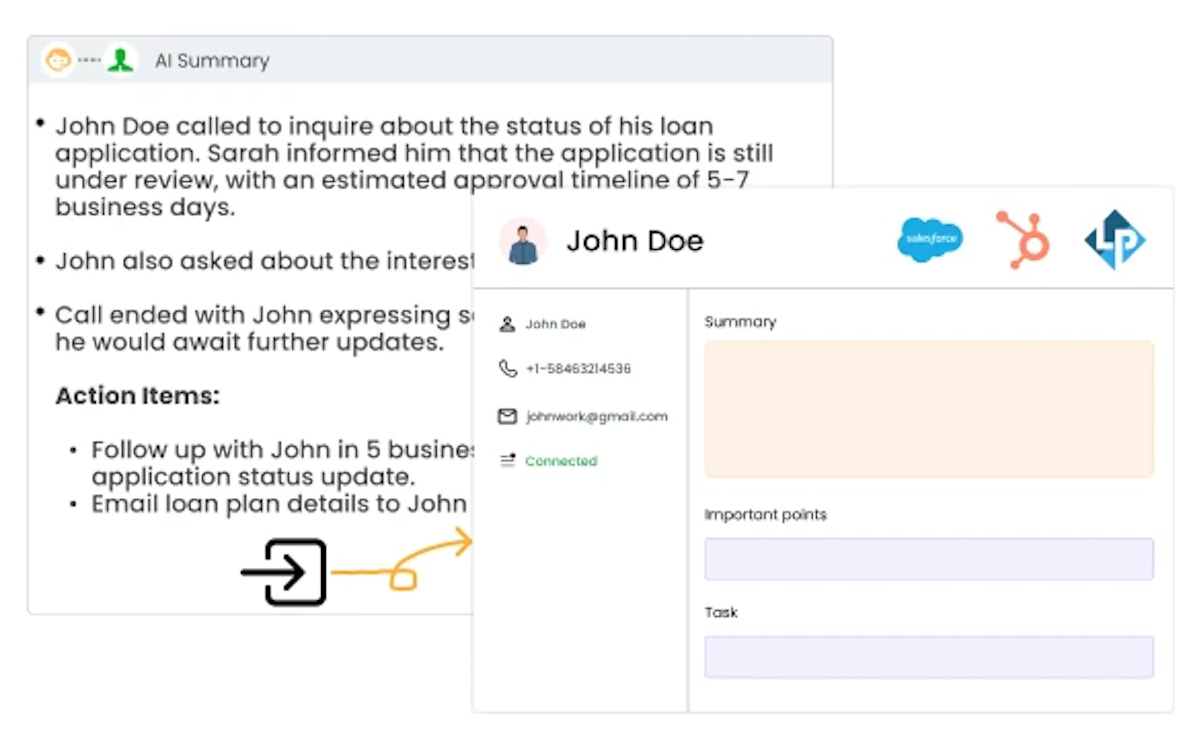 Push summary to CRM