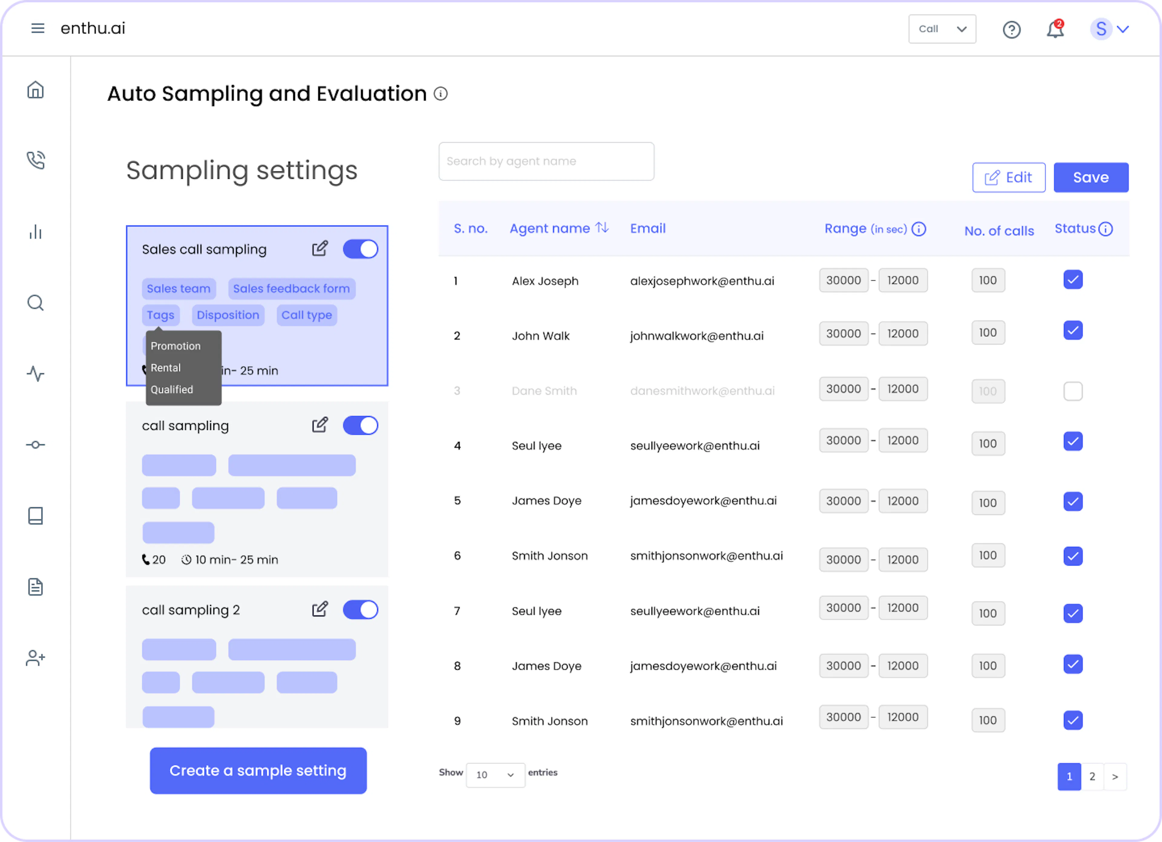 Call Sampling