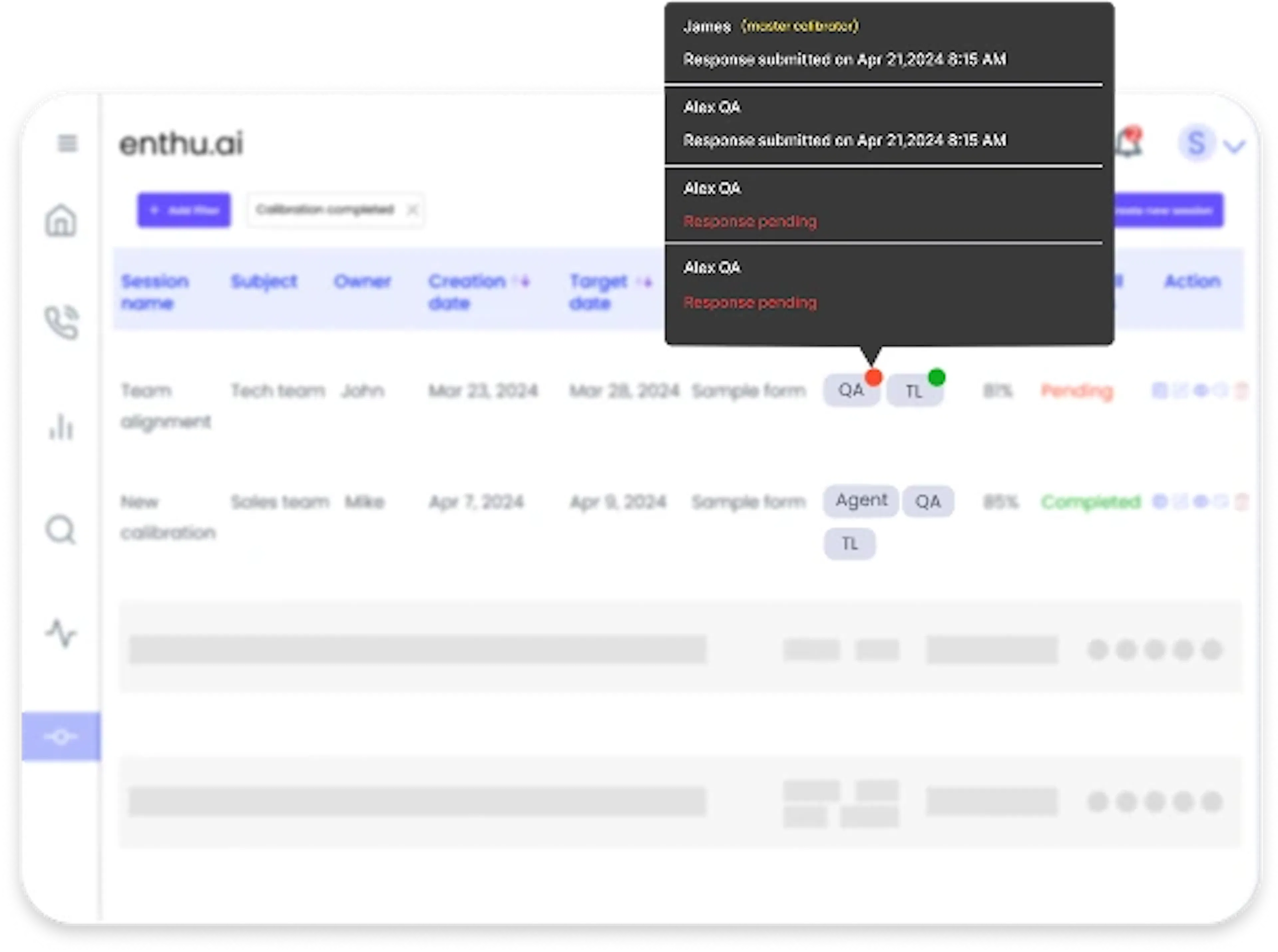 Real-time calibration tracking
