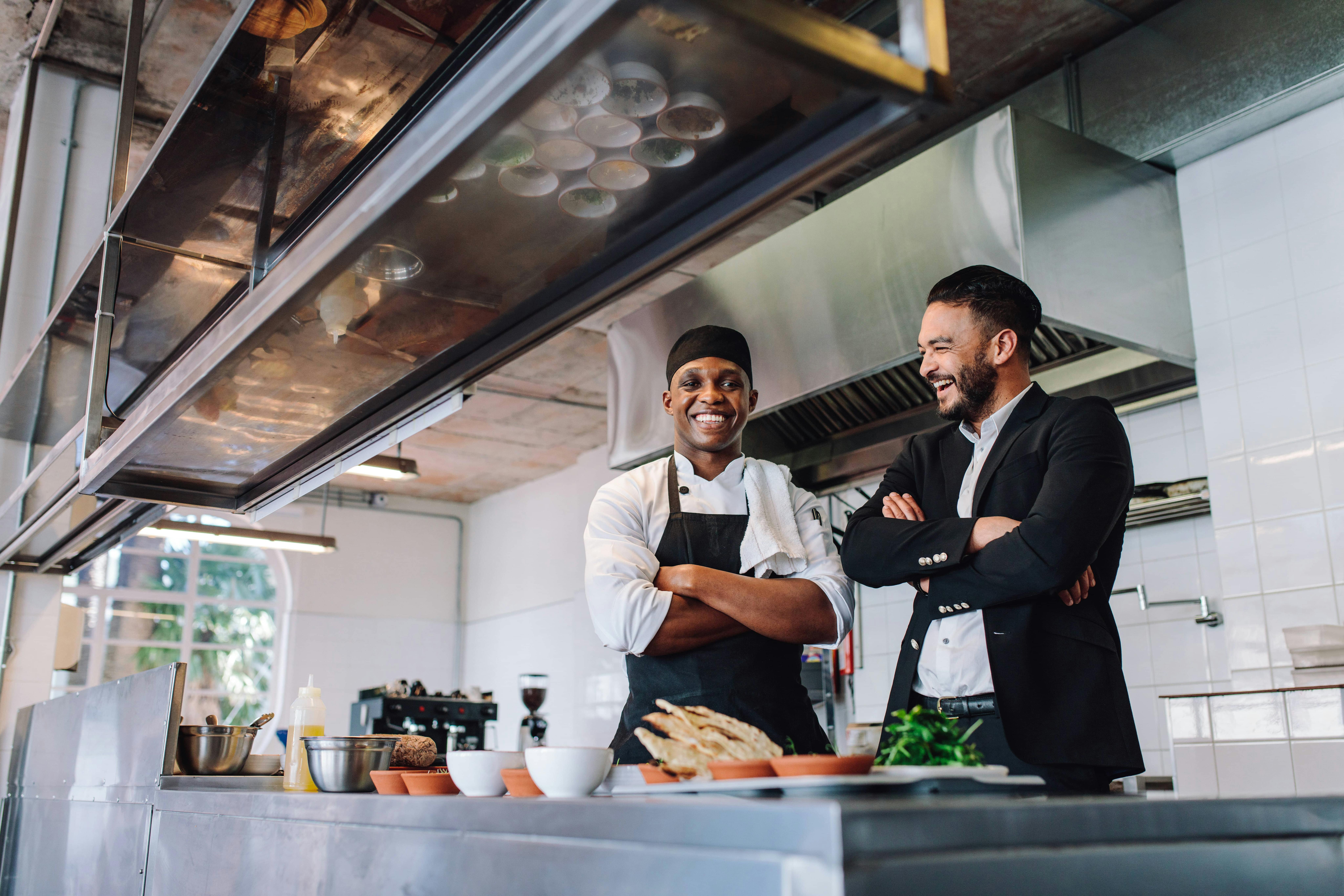 Preparing food at a commercial kitchen
