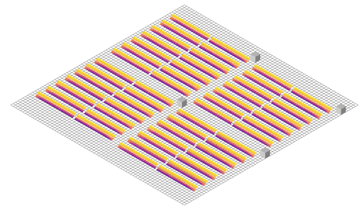 Irradiance profiles of many photovoltaic arrays