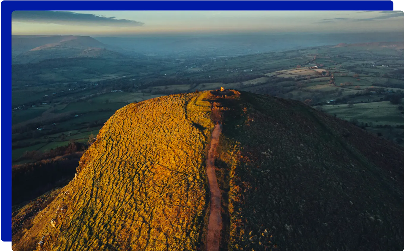 Footpath along the ridge of the Skirrid (Ysgyryd Fawr) near Abergavenny, Monmouthshire