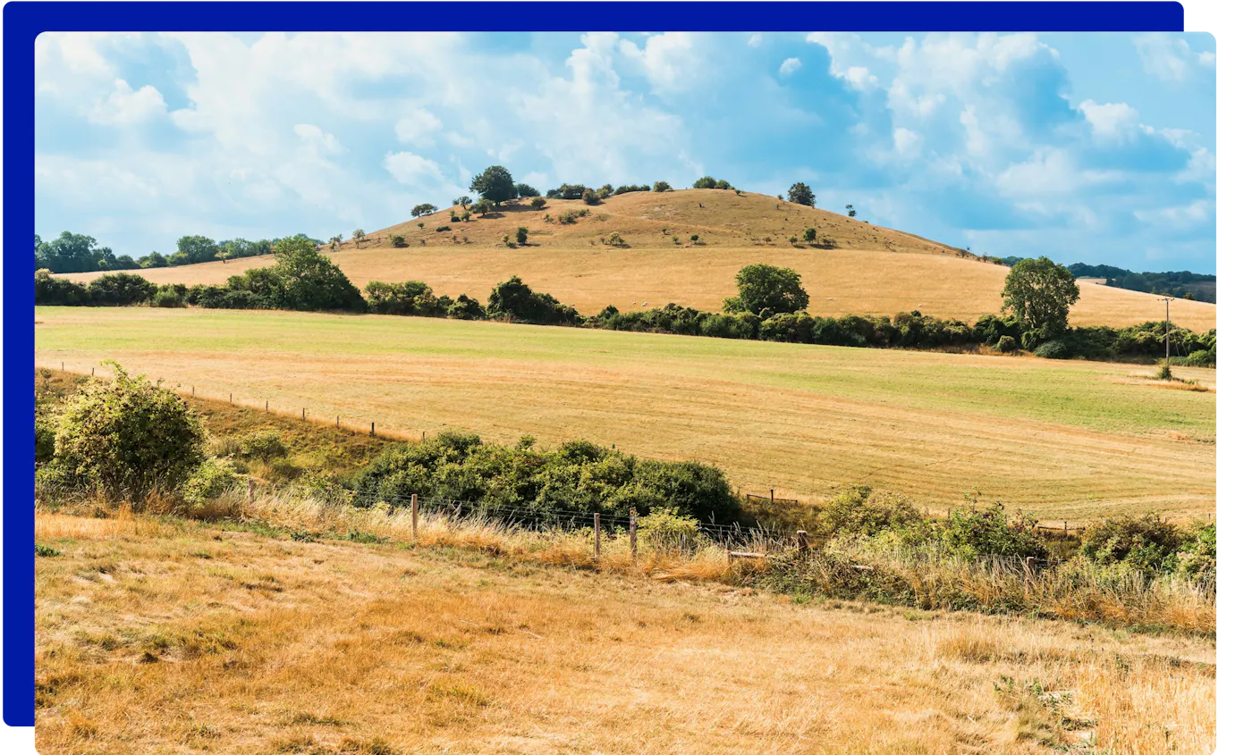 Rolling farmland in Hertfordshire