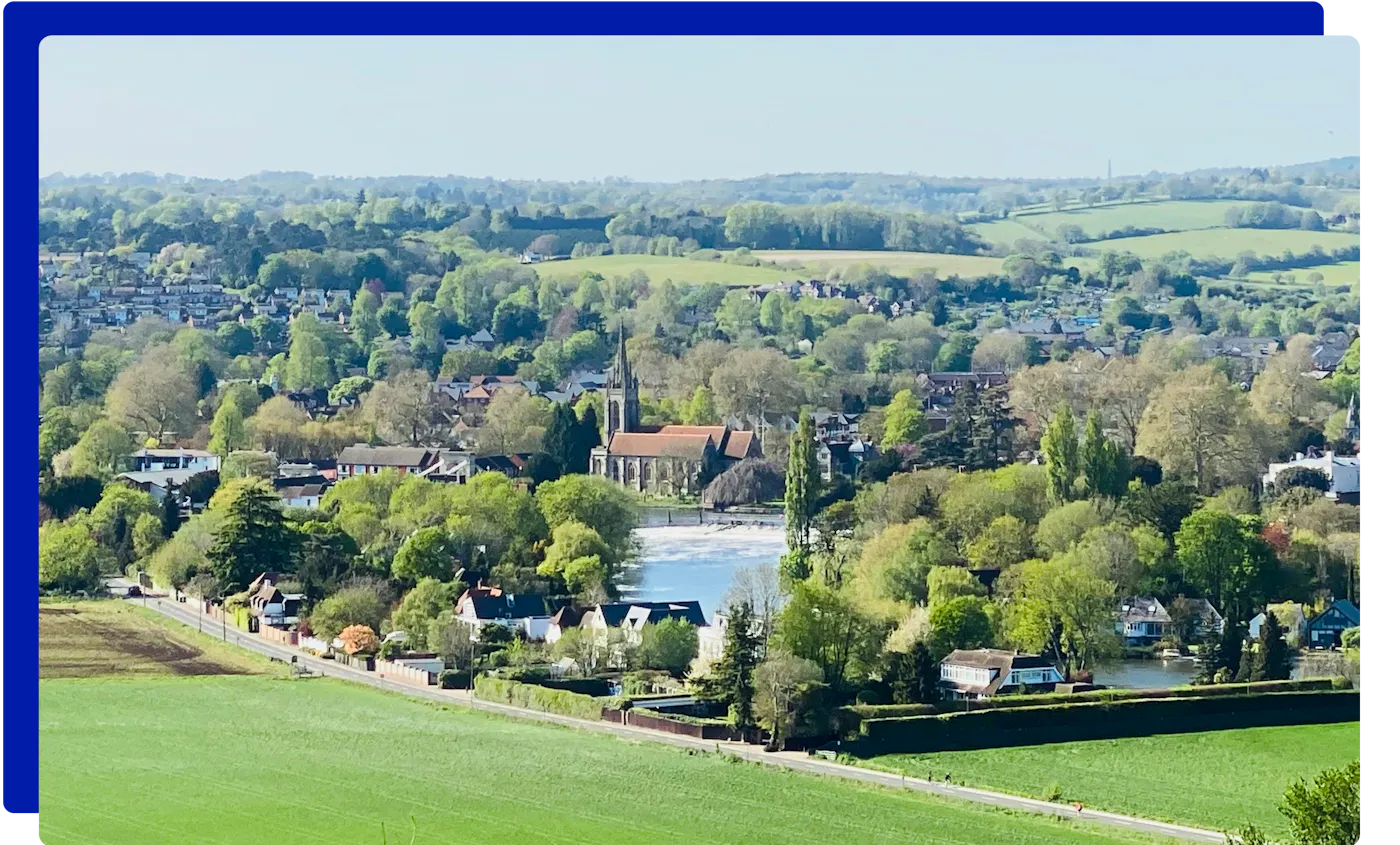 Marlow and the River Thames from the Chiltern Hills, Buckinghamshire