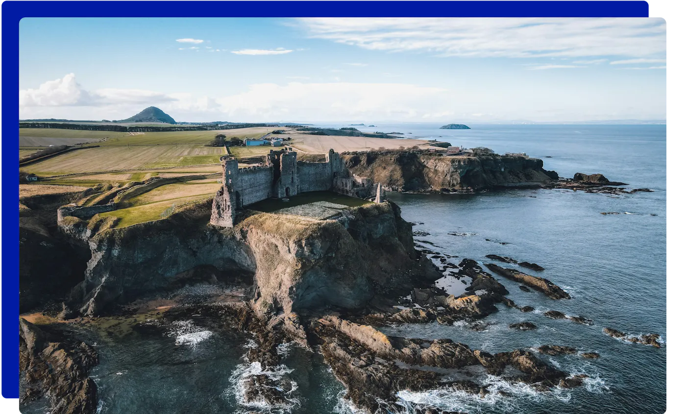 Tantallon Castle on the East Lothian coast near North Berwick