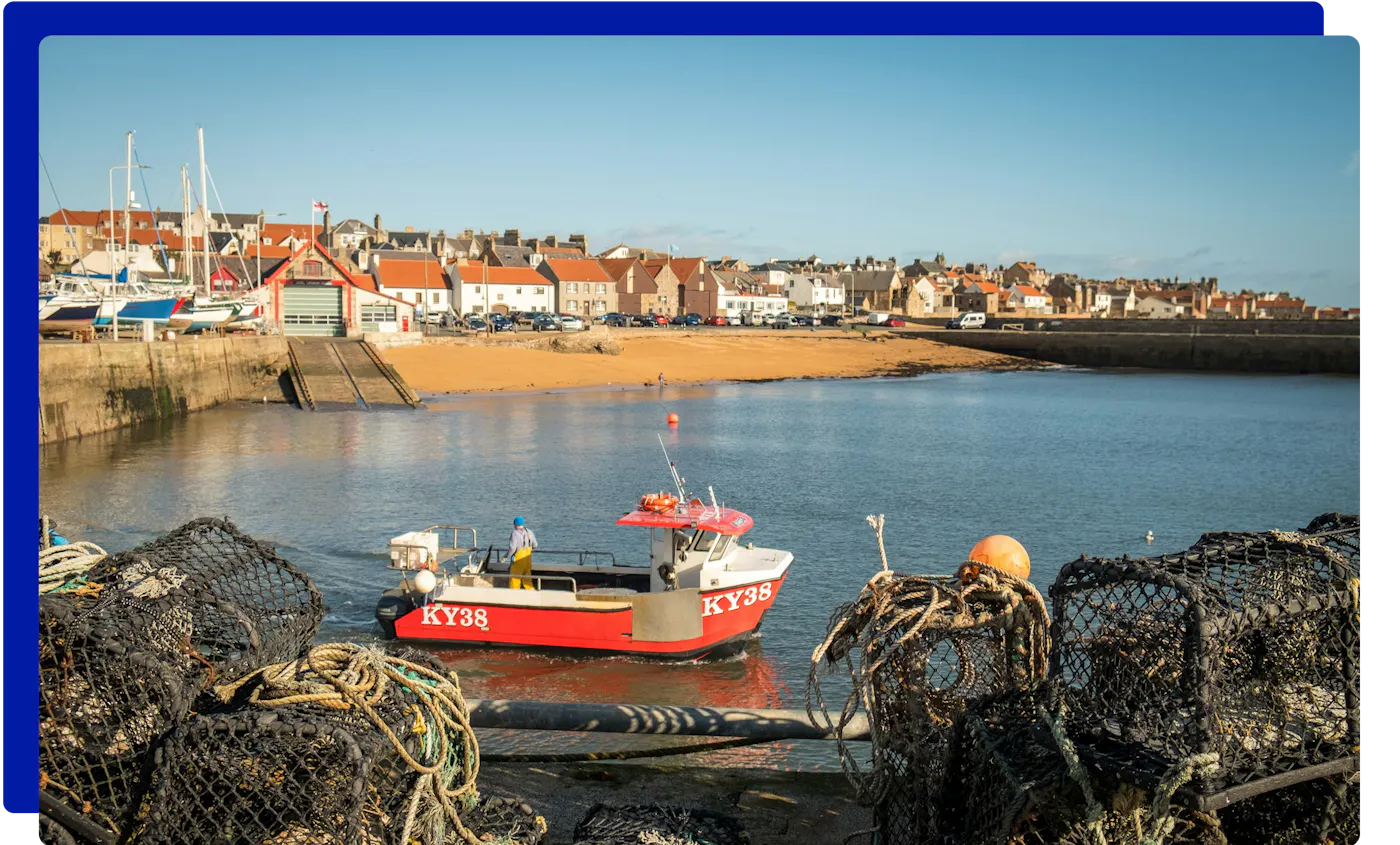 A fishing boat in Anstruther harbour in Fife