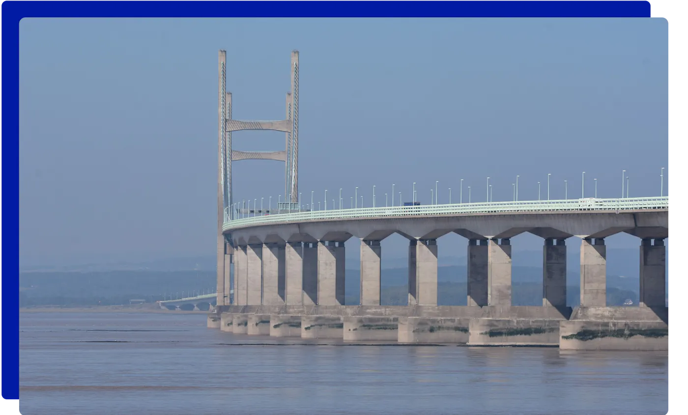 The Prince of Wales Bridge over the Severn estuary at Severn Beach, South Gloucestershire