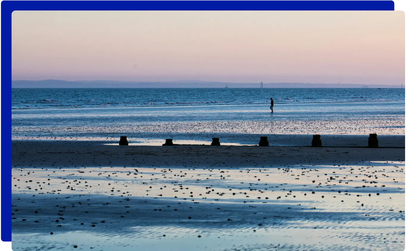 Sunset on the beach at East Wittering on Bracklesham Bay