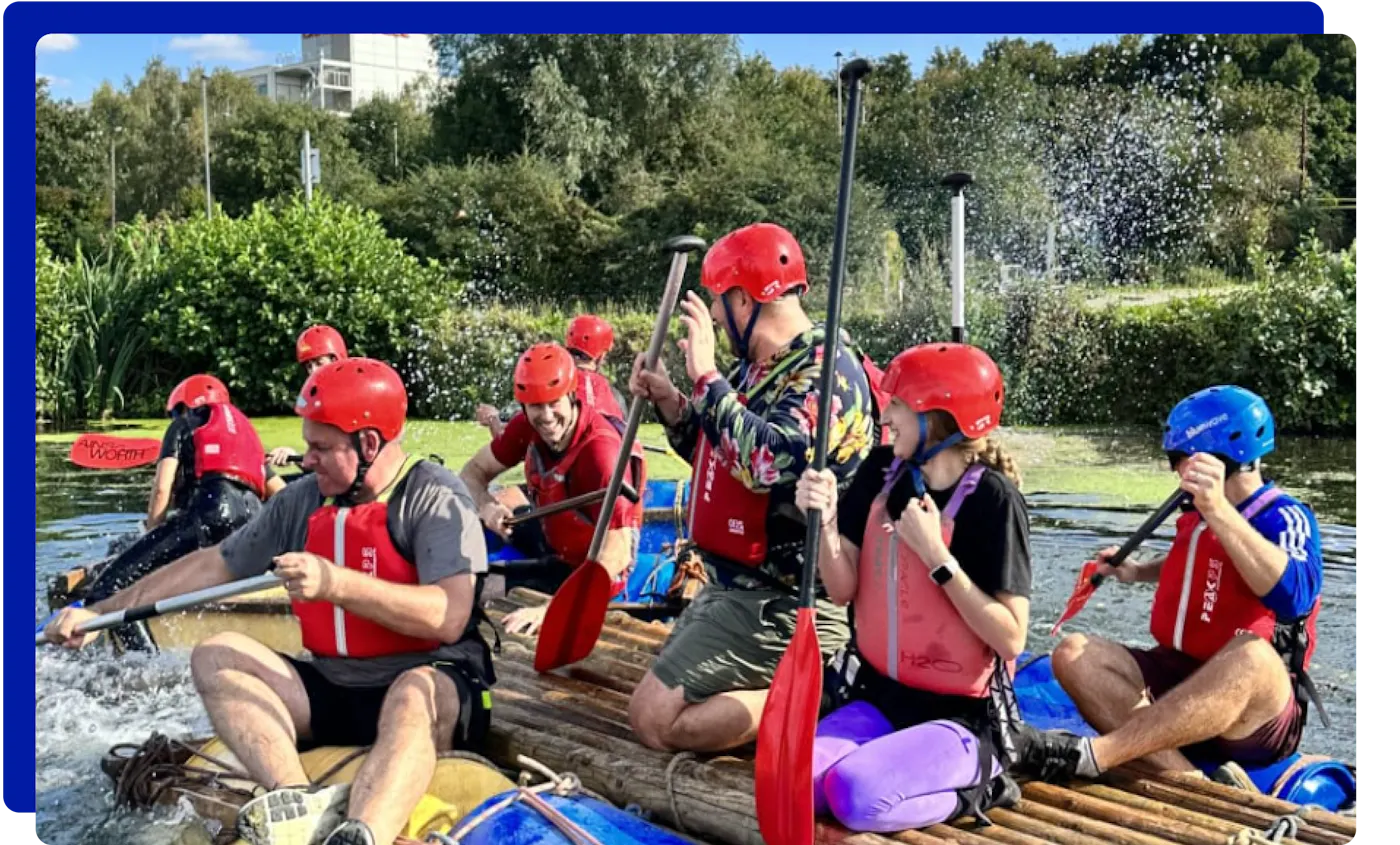 Raft building at Wokingham Waterside Centre in Reading
