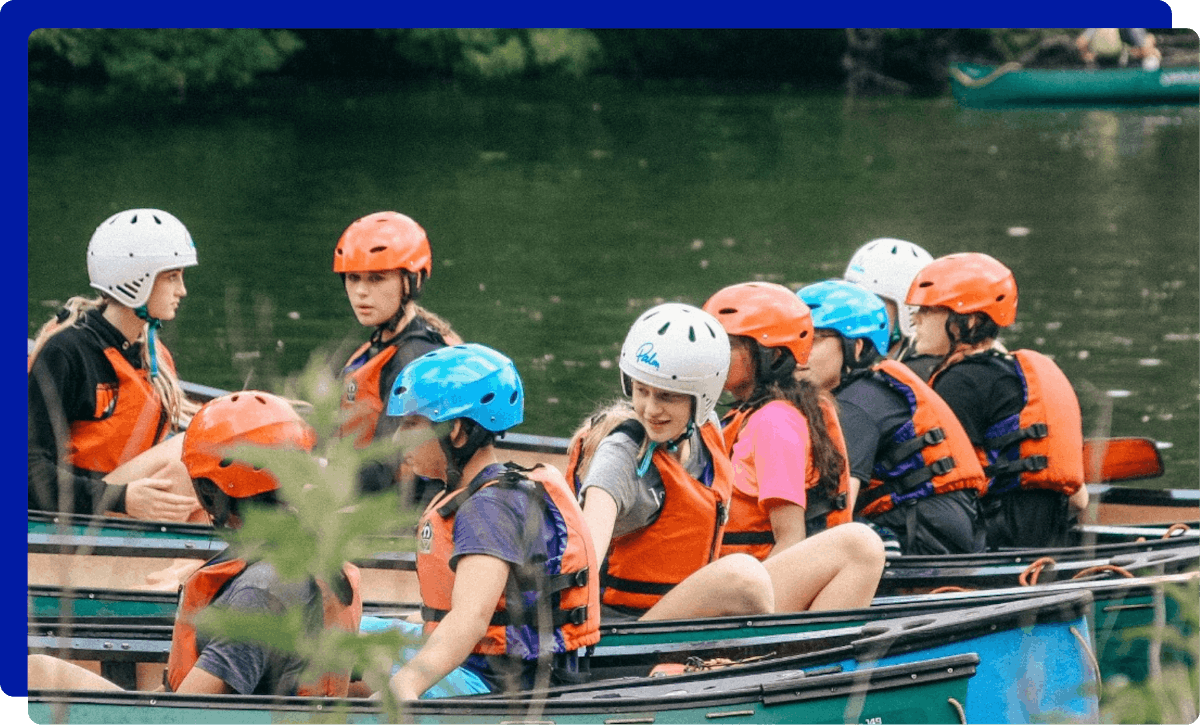 Group of children kayaking at Woodmill Outdoor Activities Centre