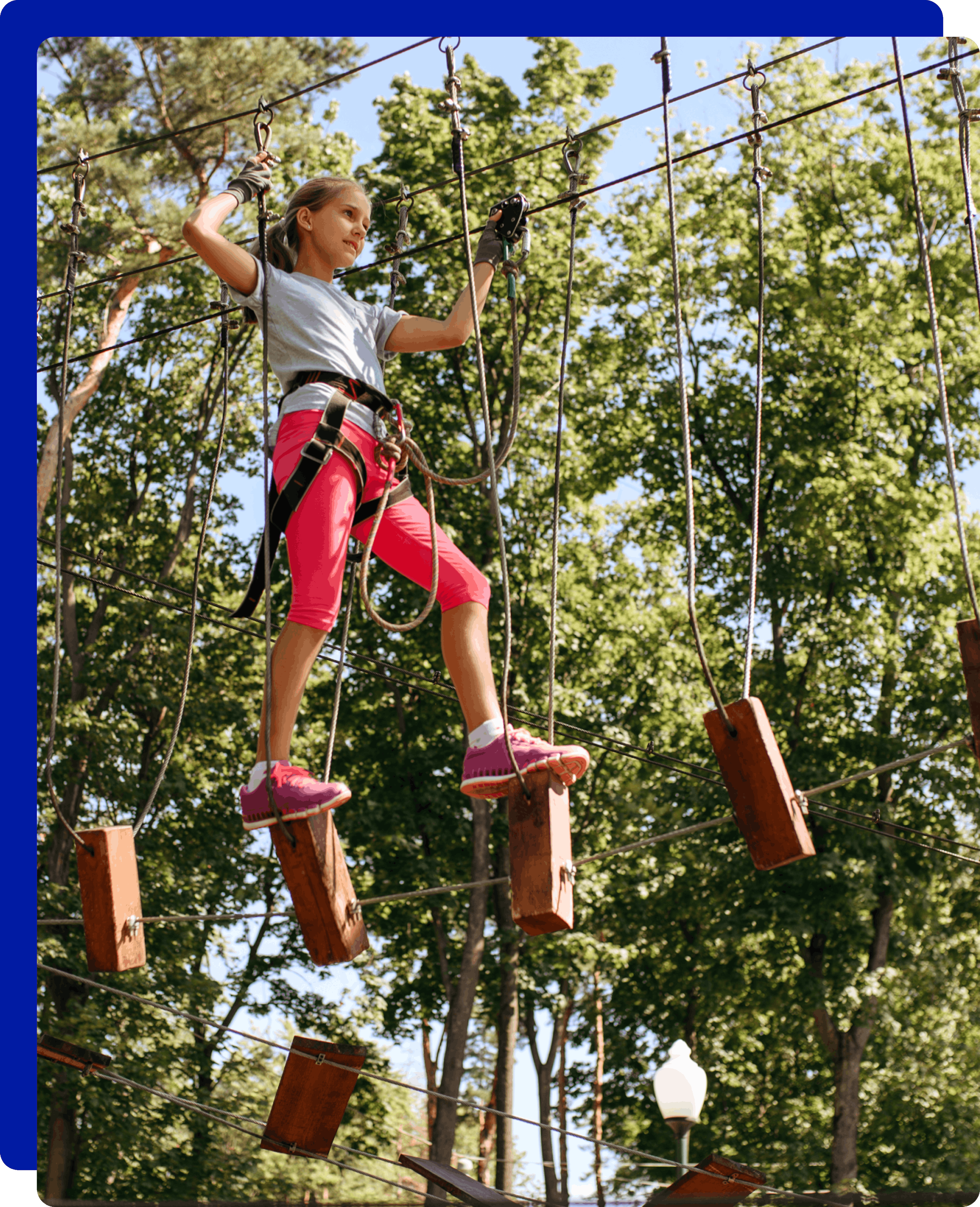 Girl doing a high ropes course