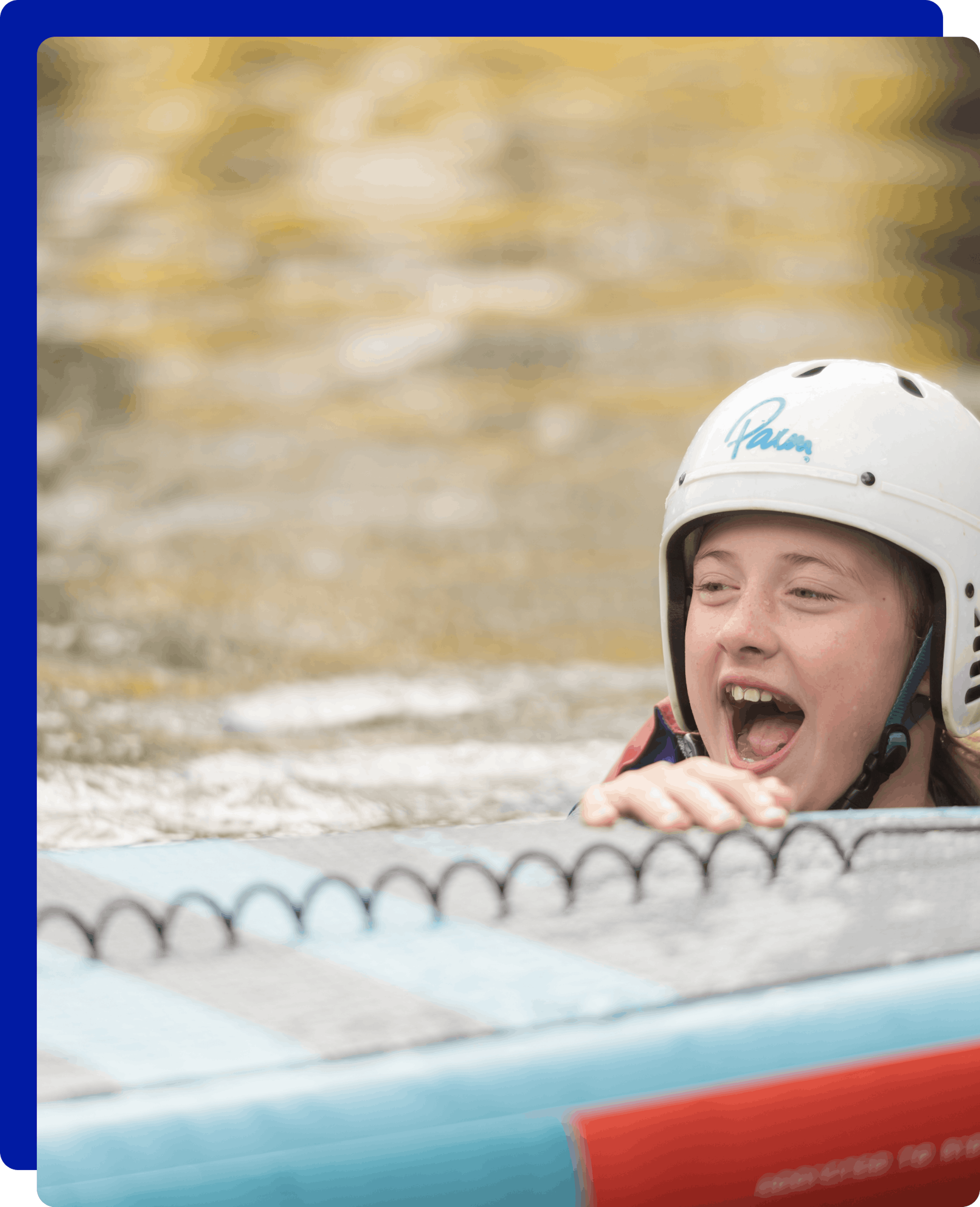 girl laughing with standup paddle